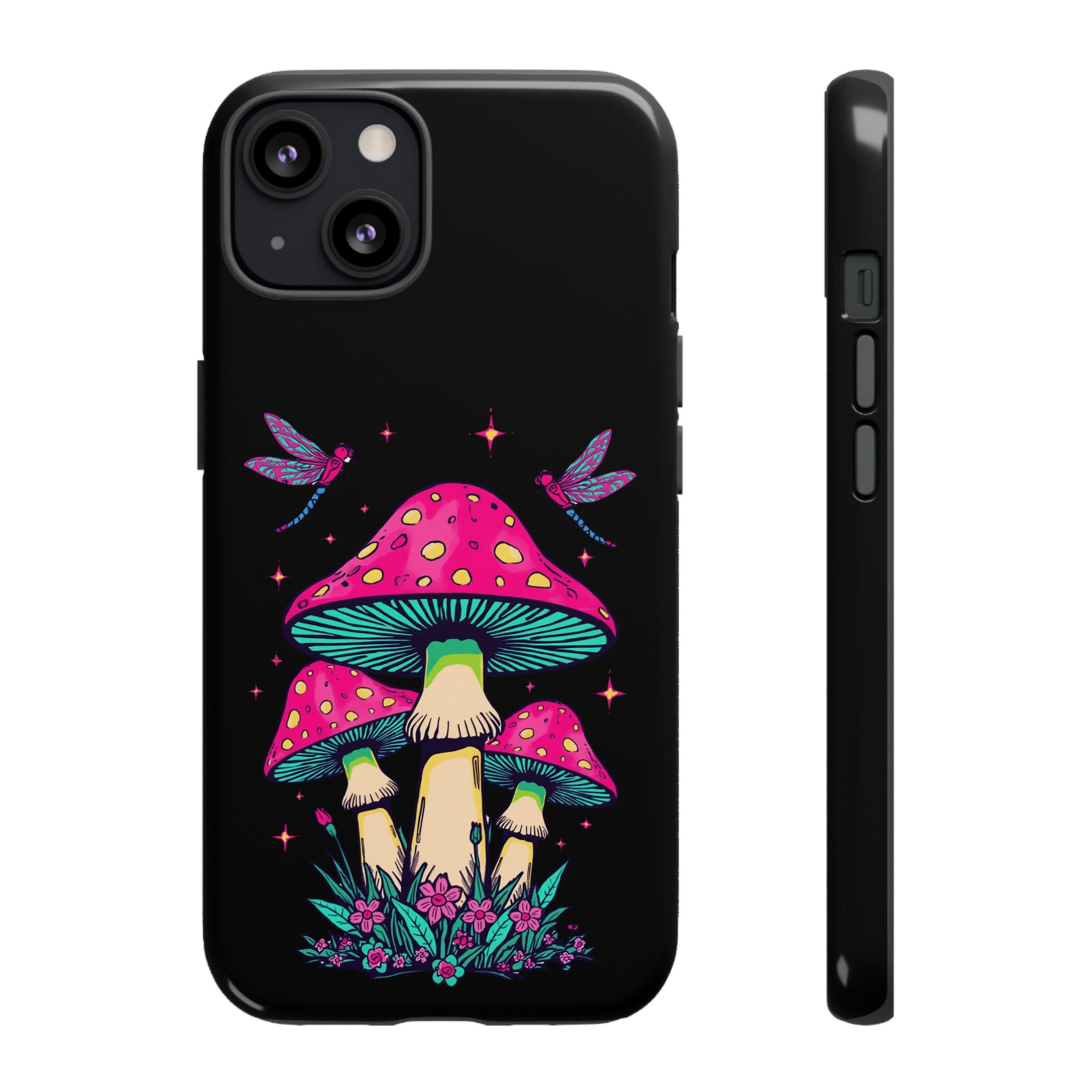 Phone Cases | Colorful Mushroom and Dragonfly Print Tough Case