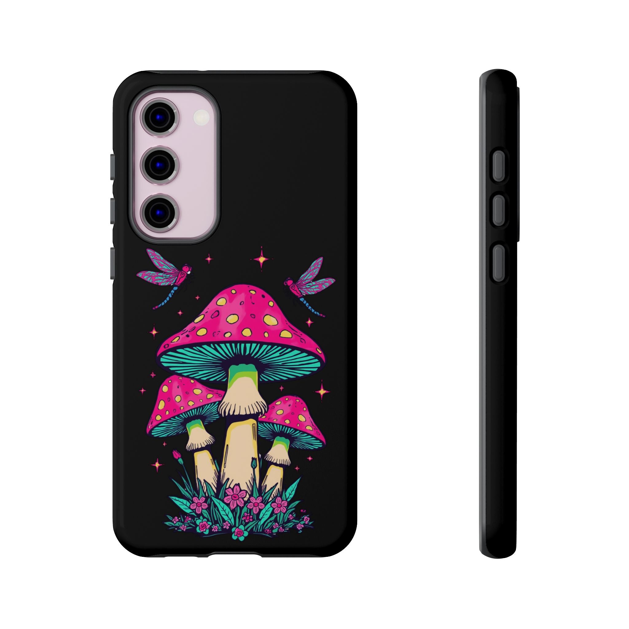Phone Cases | Colorful Mushroom and Dragonfly Print Tough Case