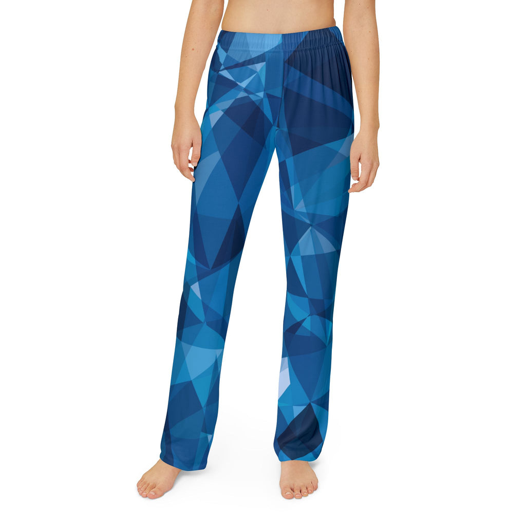 Pajama Pants | Blue Geometric Crystal Print Children's Lounge Pants