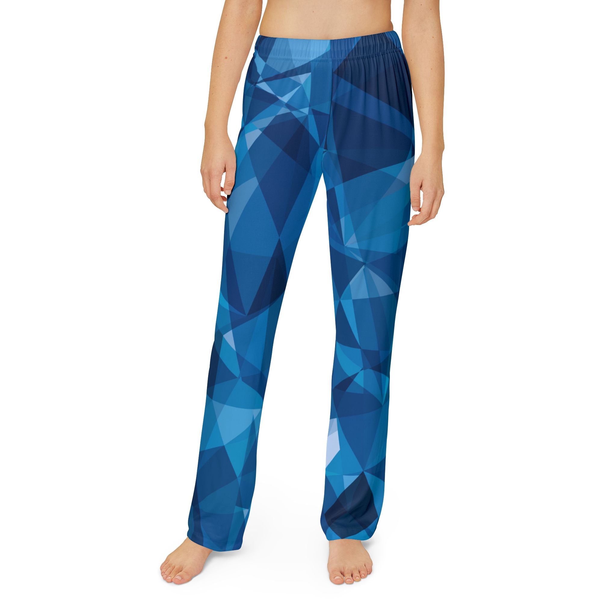 Pajama Pants | Blue Geometric Crystal Print Children's Lounge Pants