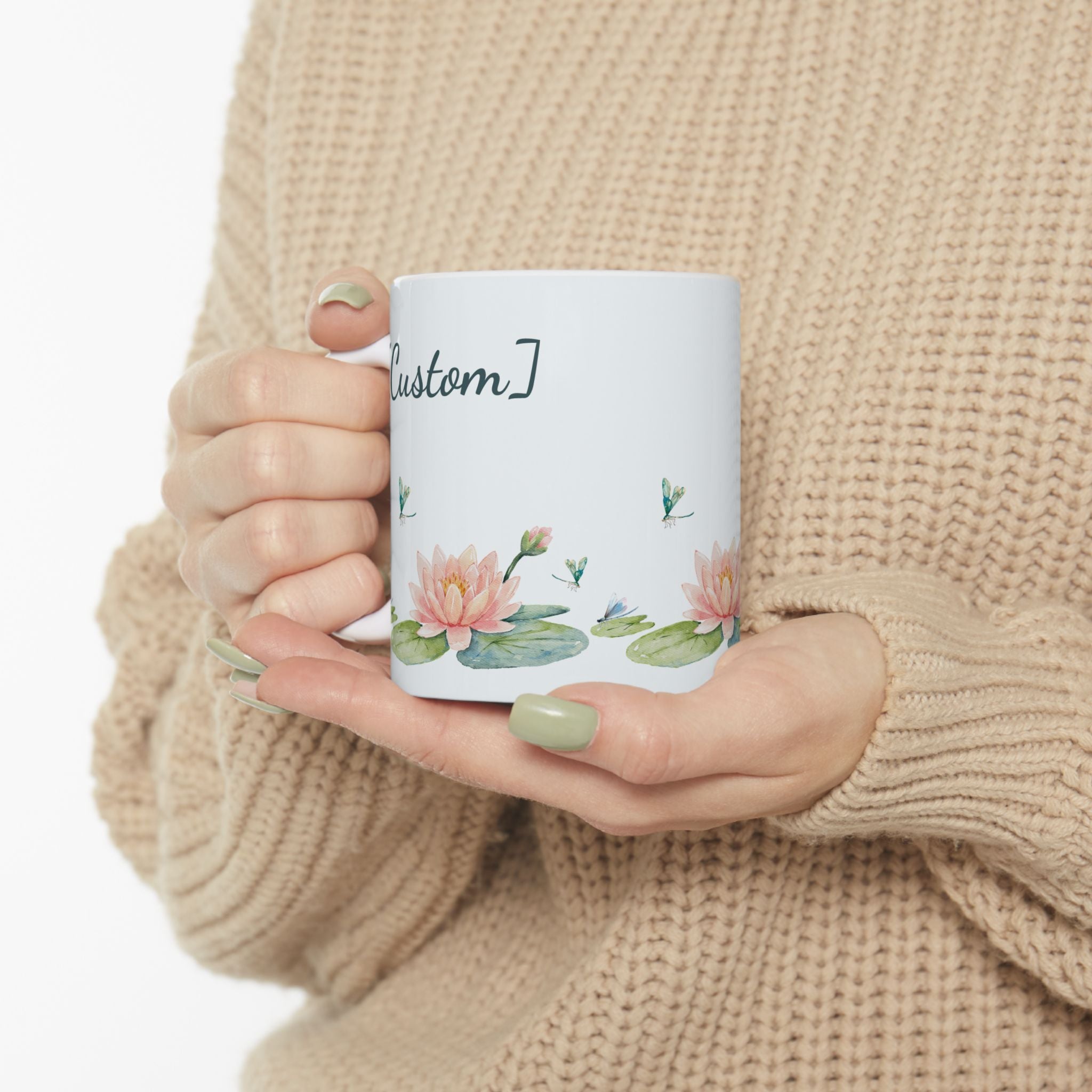 Coffee Mug | Watercolor Lotus Flowers Customizable Ceramic Cup