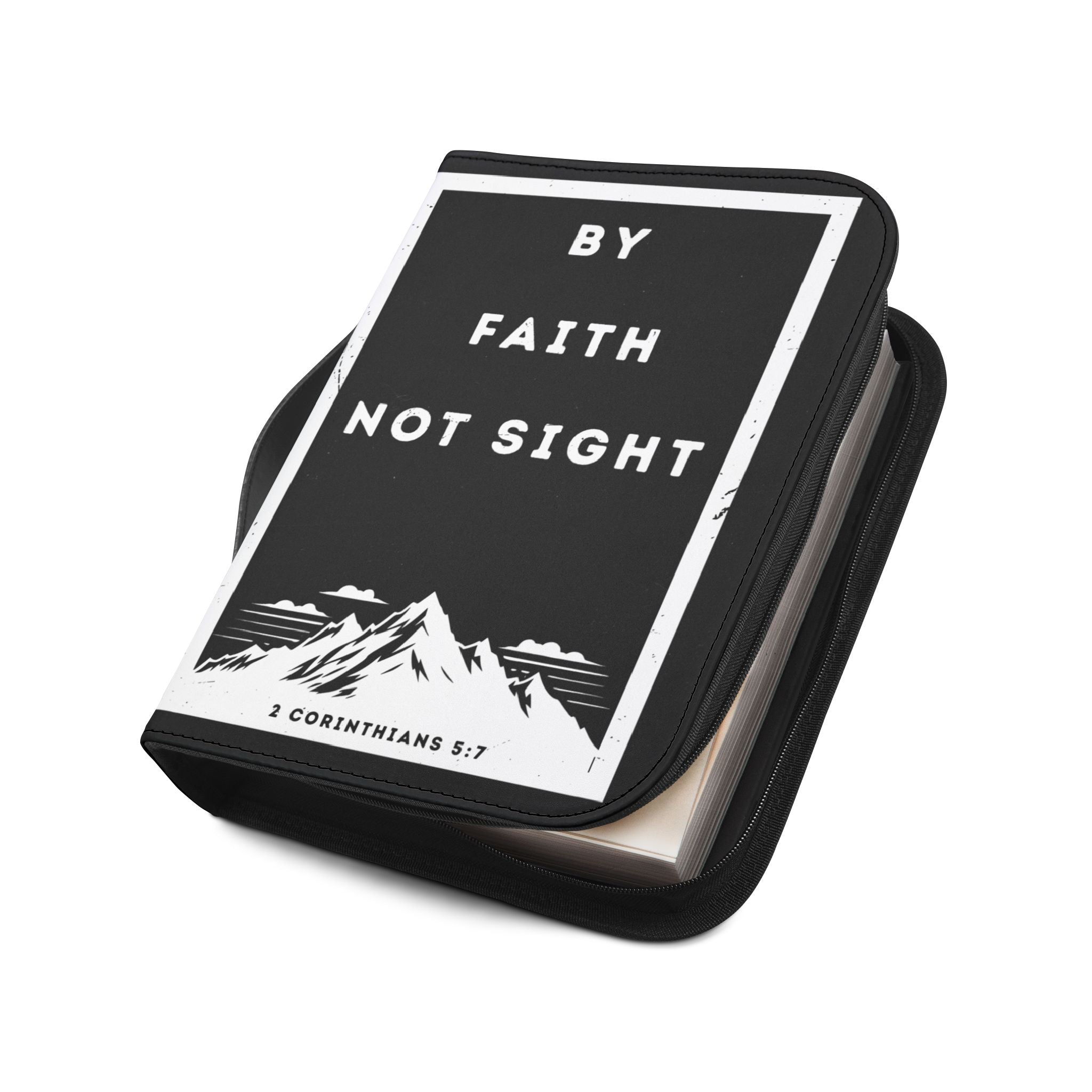 Bible Cover | 2 Cor 5:7 Scripture Zippered Case 'By Faith Not Sight'