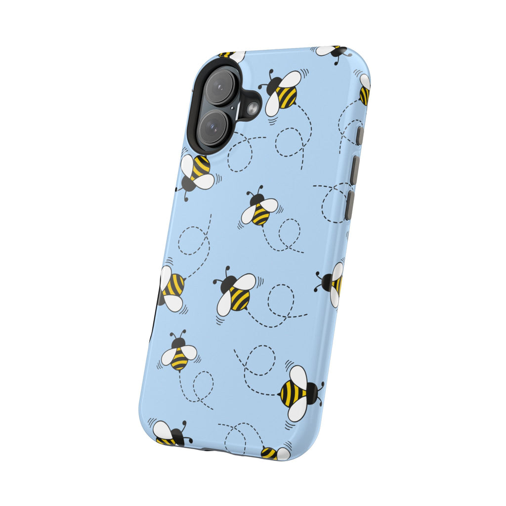 Phone Case | Sky Blue Bee Pattern Magnetic Impact-Resistant Phone Case