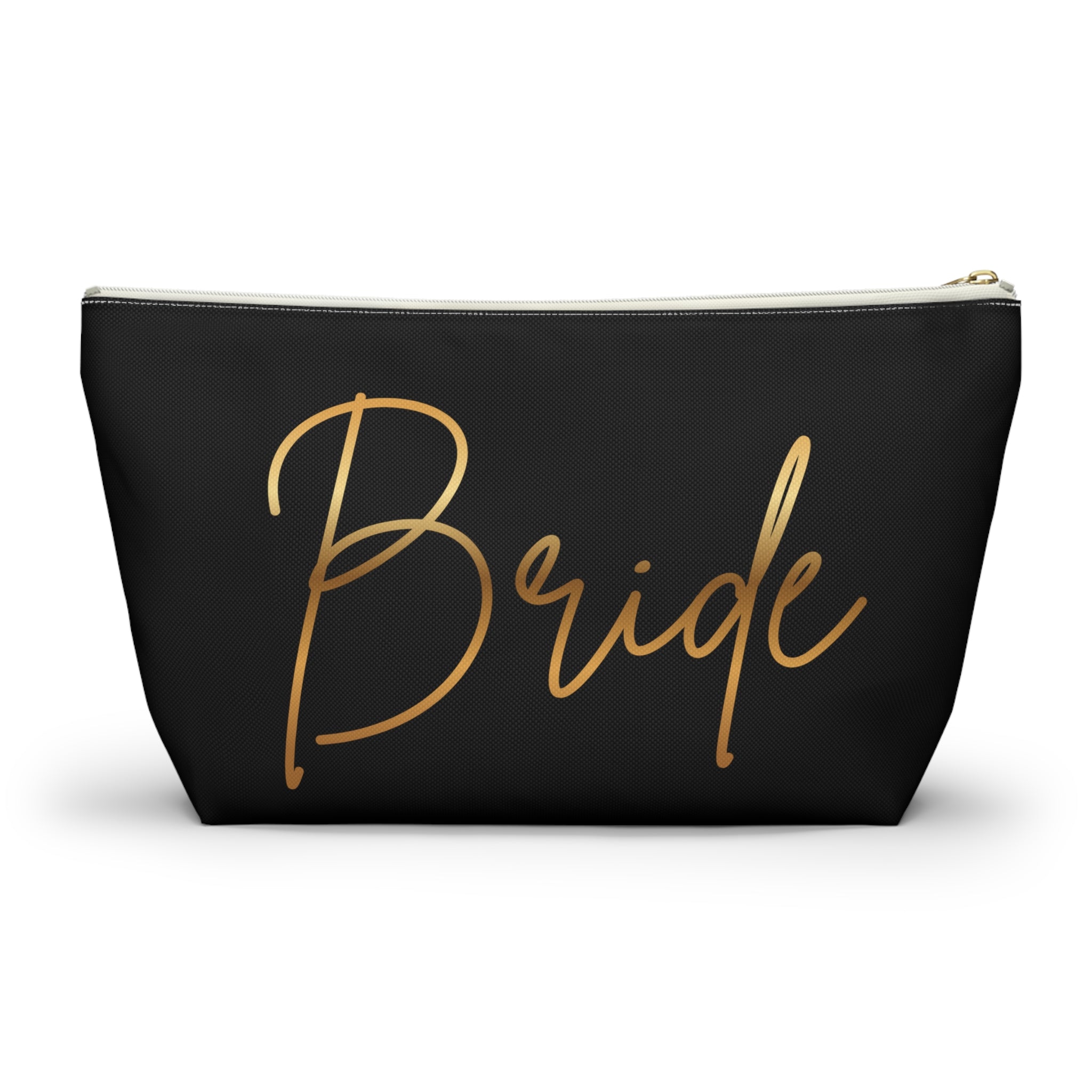 T Bottom Accessory Pouch | Bride in Gold Script Cosmetic Bag