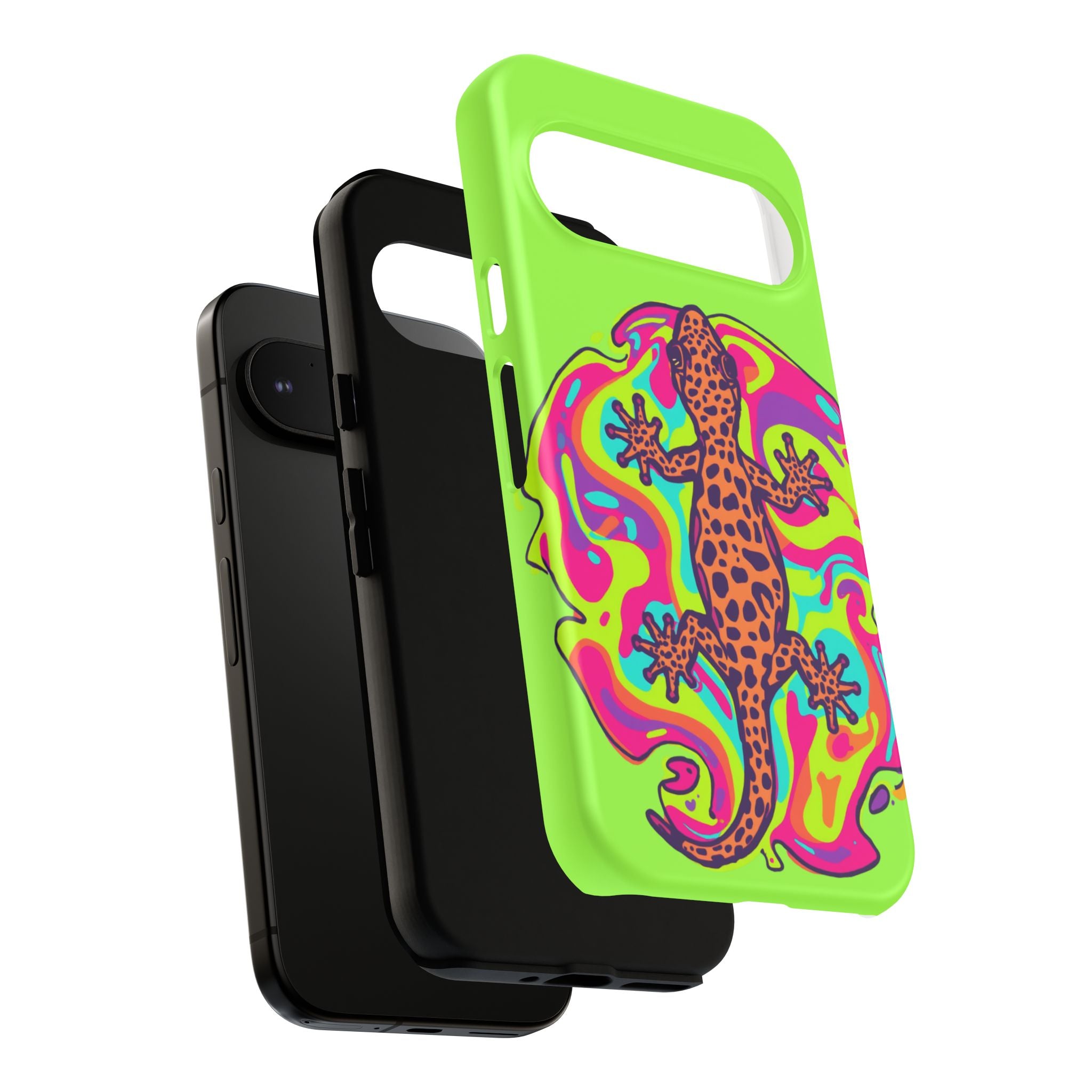 Phone Cases | Neon Leopard Gecko Swirl Phone Case