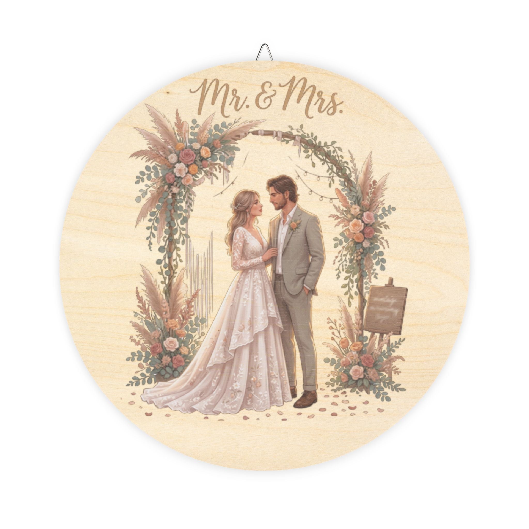 Wood Sign | Round Rustic Mr. & Mrs. Wedding Decor