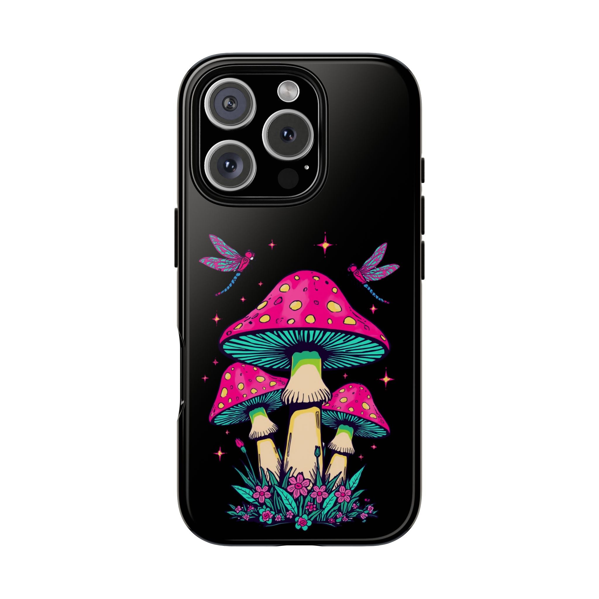 Phone Cases | Colorful Mushroom and Dragonfly Print Tough Case