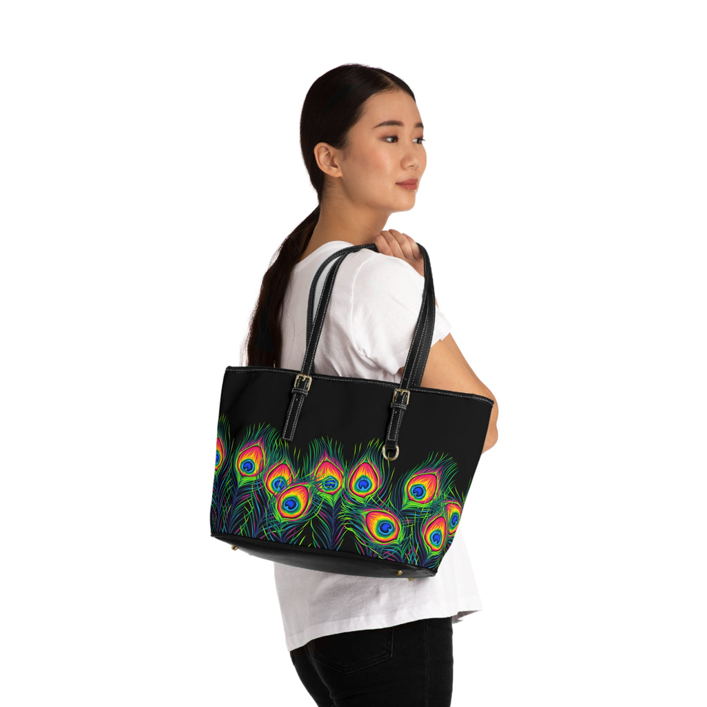 Handbag | Colorful Boho Peacock Feather Tote Bag