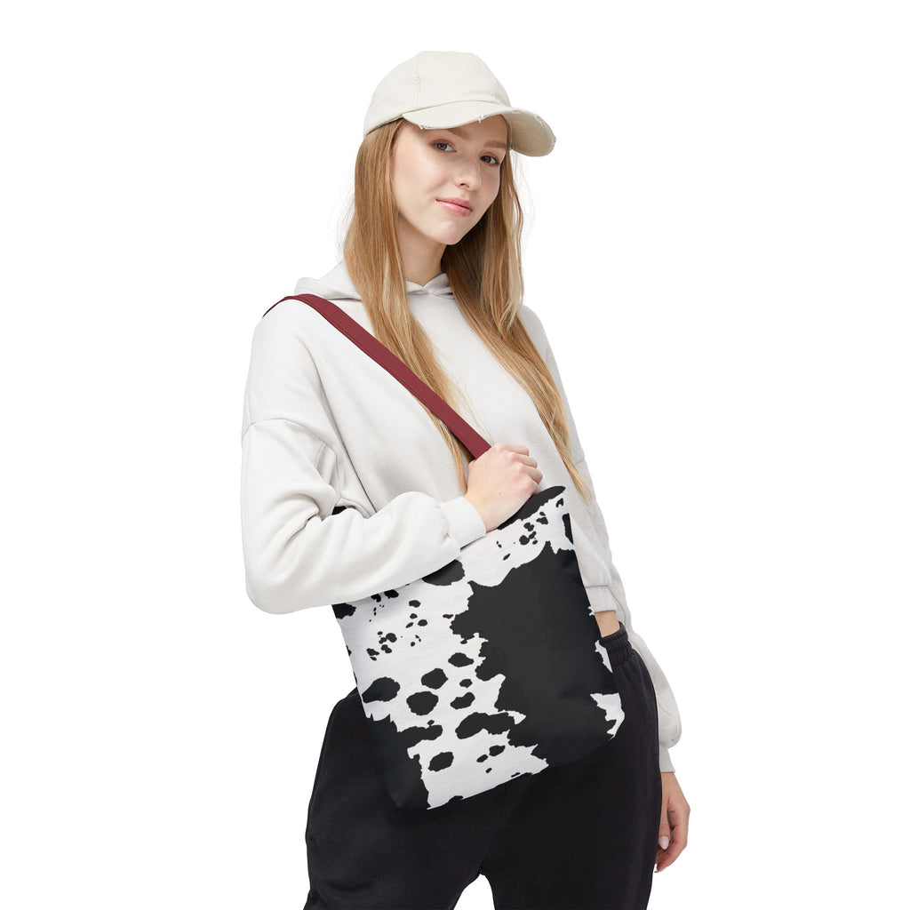 Tote Bag | Black & White Cow Print Patterned Shoulder Tote