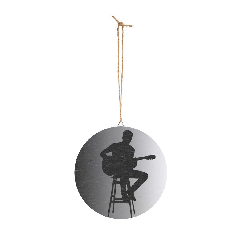 Wall Sign — Acoustic Guitar Silhouette Round Wooden Décor