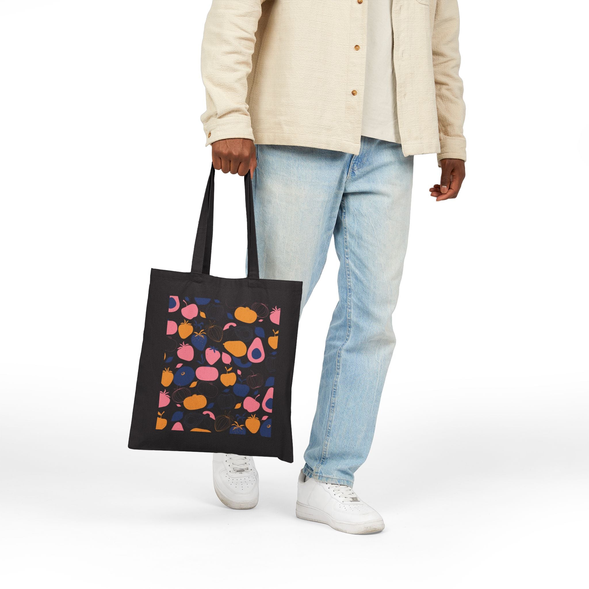 Tote Bag | Abstract Fruit Pattern Canvas Grocery Tote