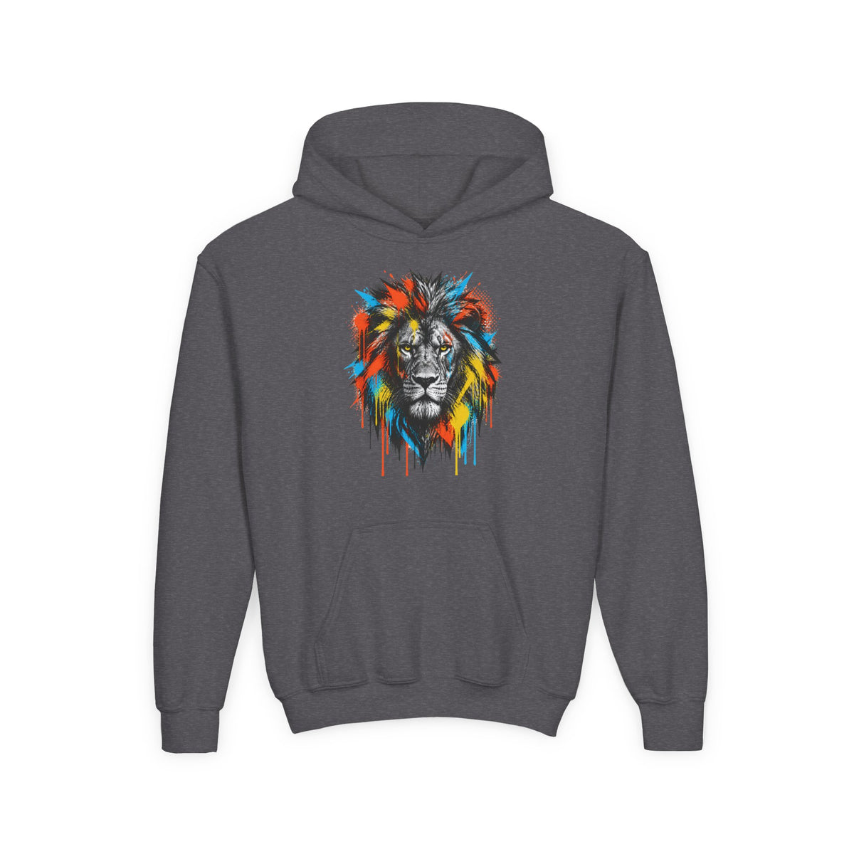 Lion Spirit Paint Drips Youth Hoodie