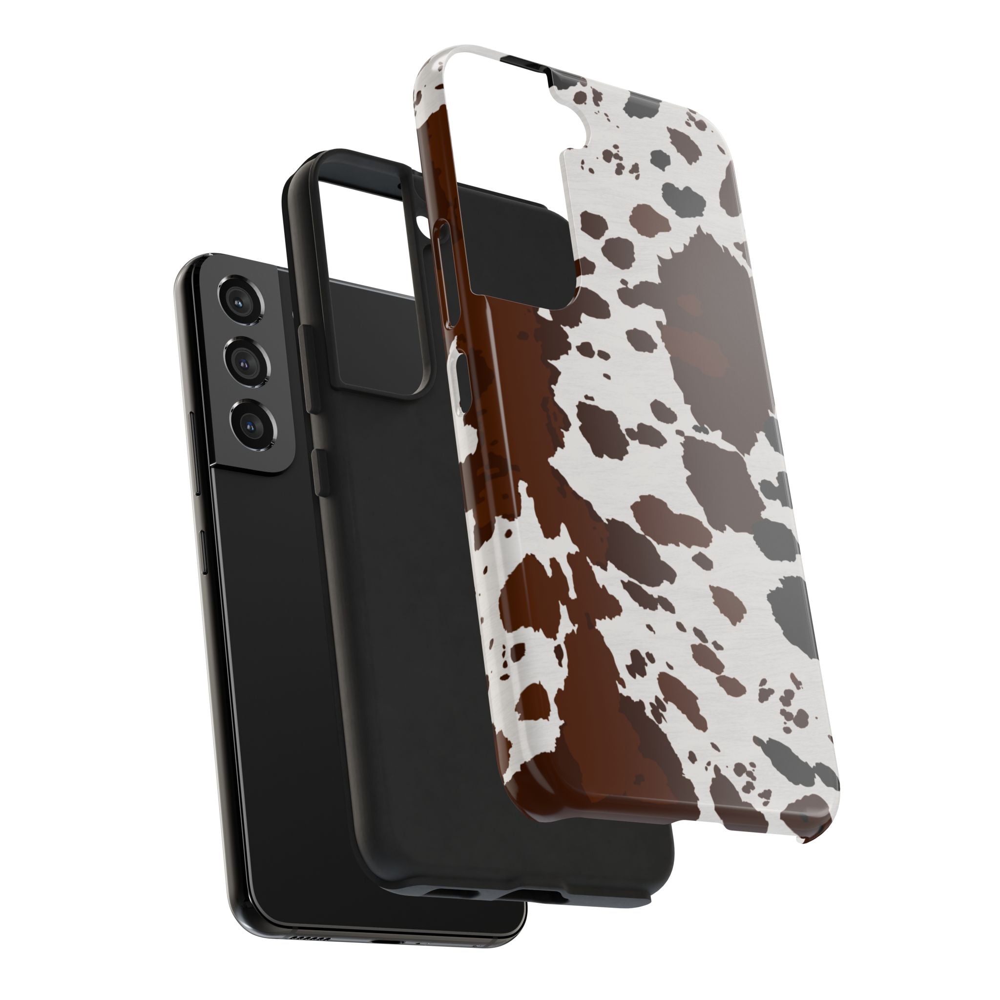 Phone Case | Brown & White Cowhide Pattern Tough Protective Cover