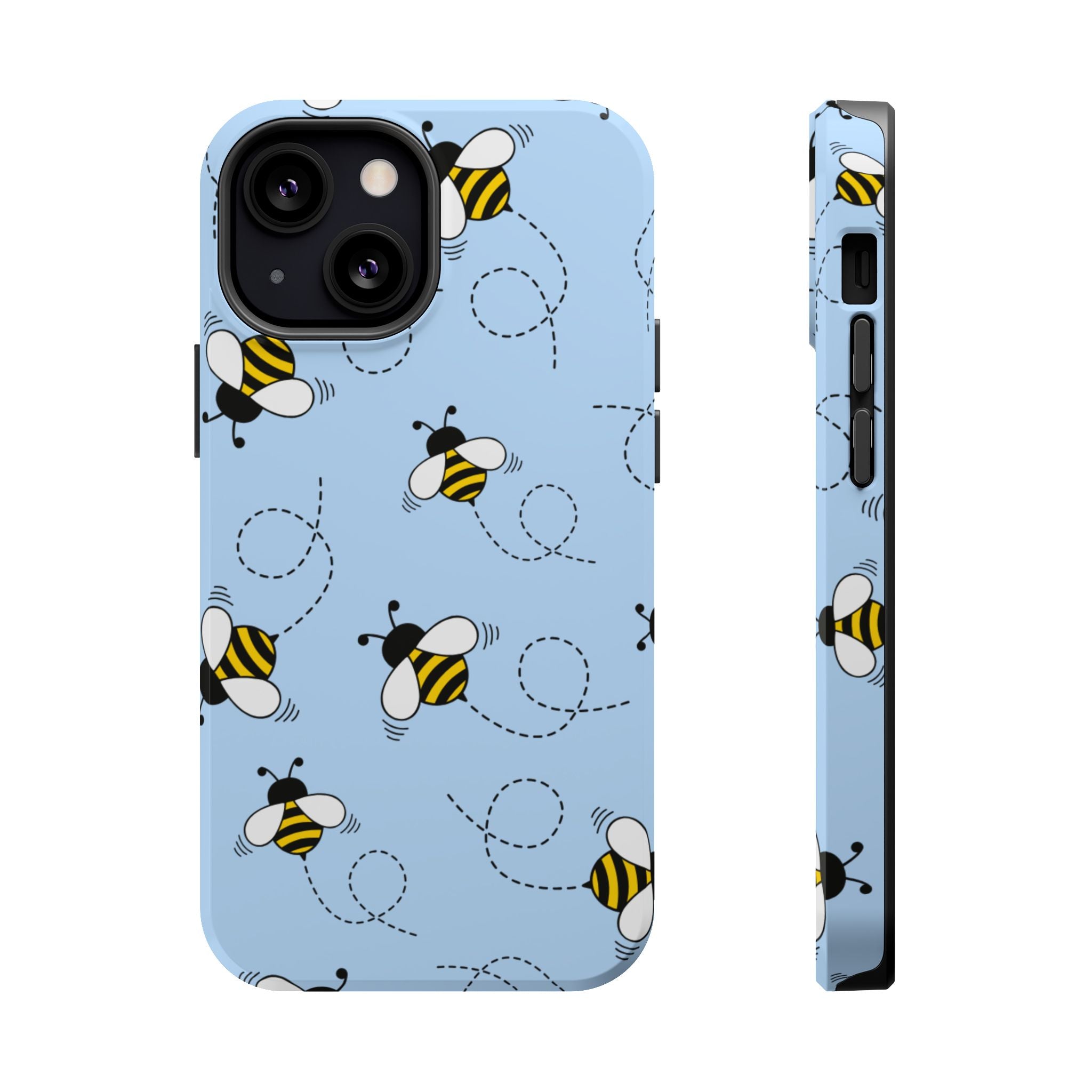 Phone Case | Sky Blue Bee Pattern Magnetic Impact-Resistant Phone Case