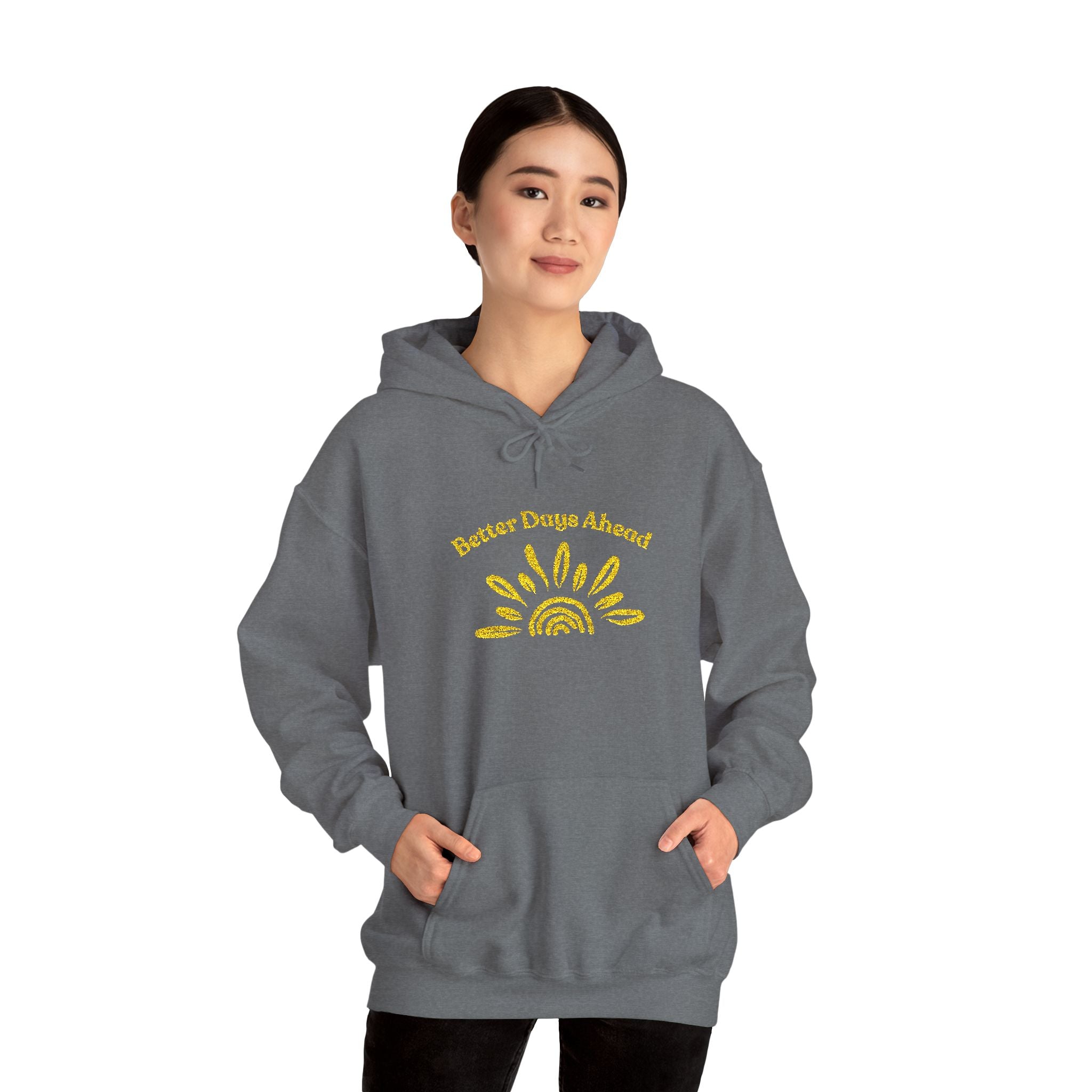 Hoodie | ‘Better Days Ahead’ Above a Sunrise  Embroidered Graphic