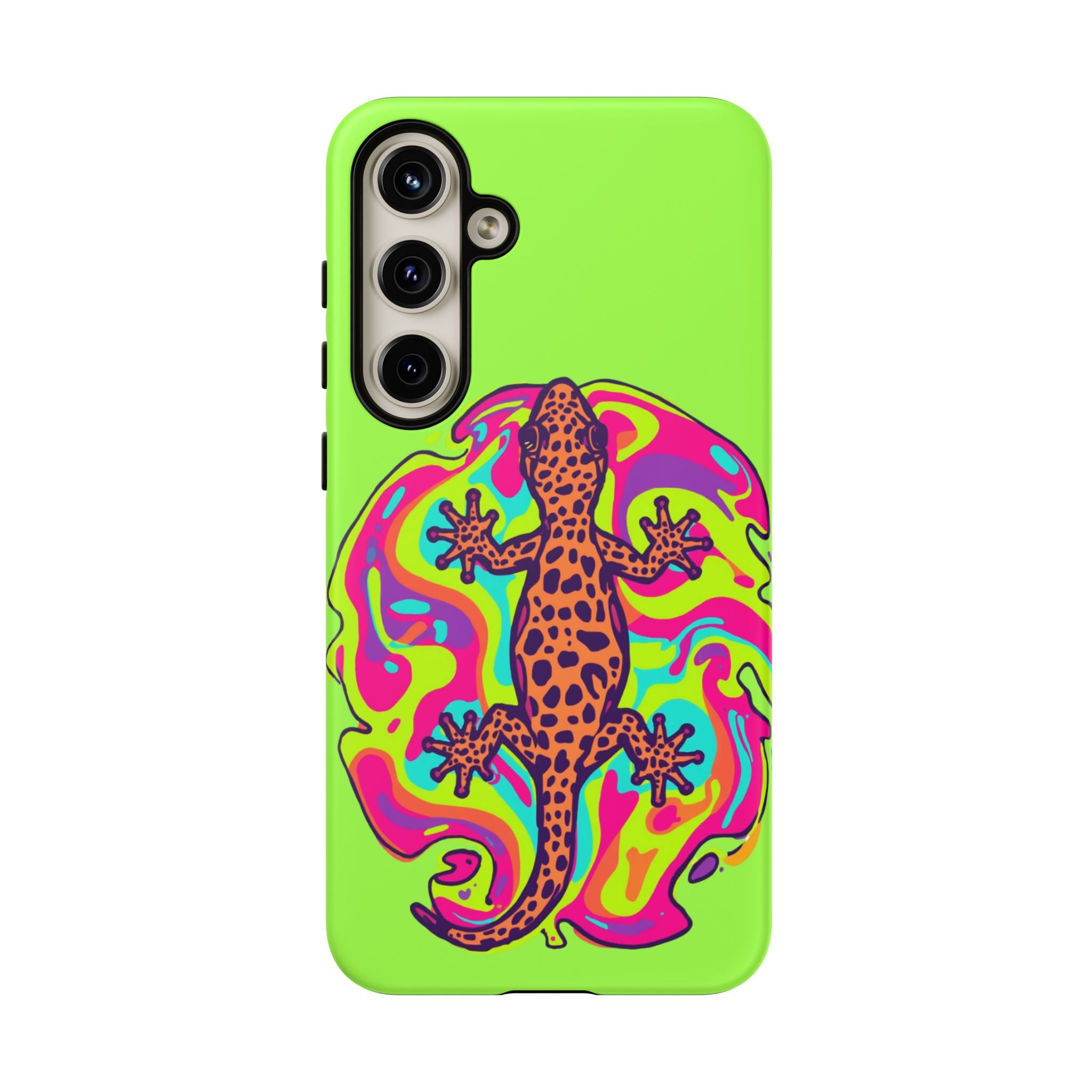 Phone Cases | Neon Leopard Gecko Swirl Phone Case