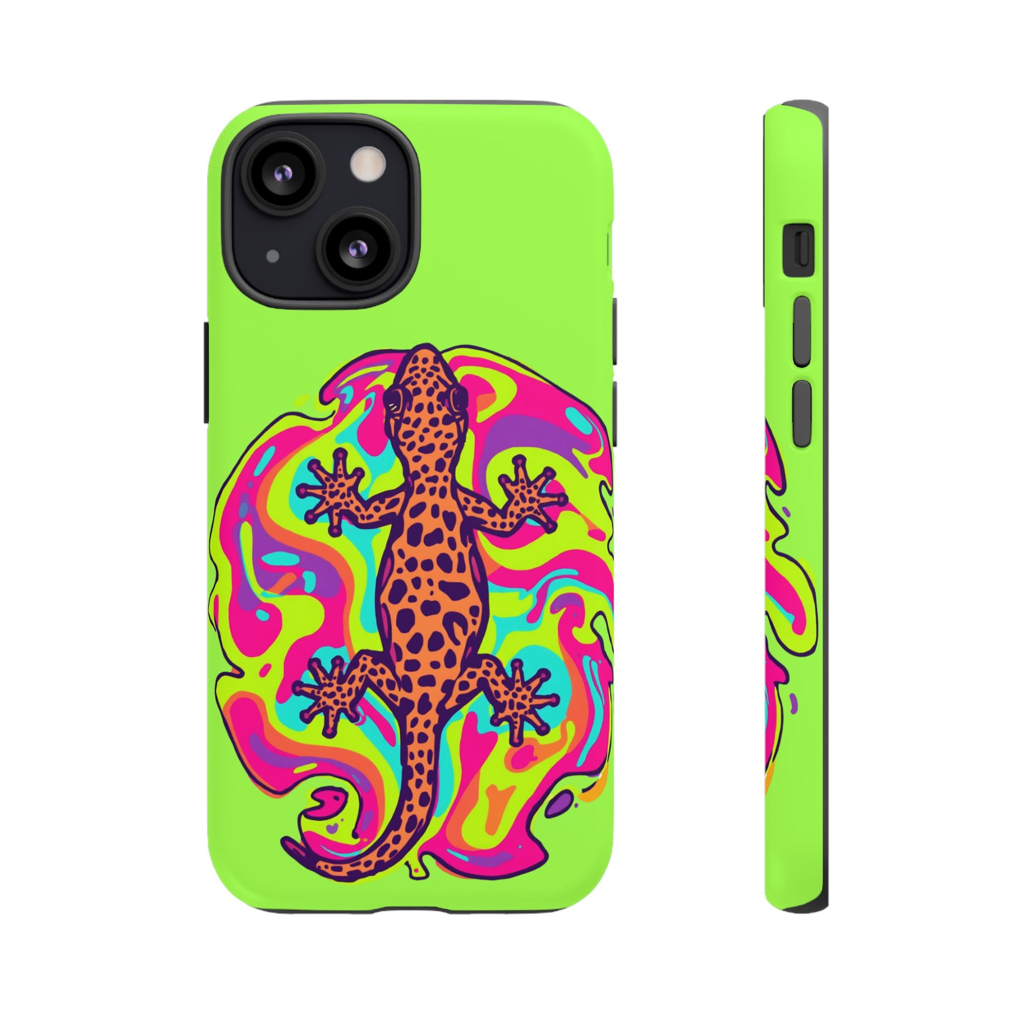 Phone Cases | Neon Leopard Gecko Swirl Phone Case