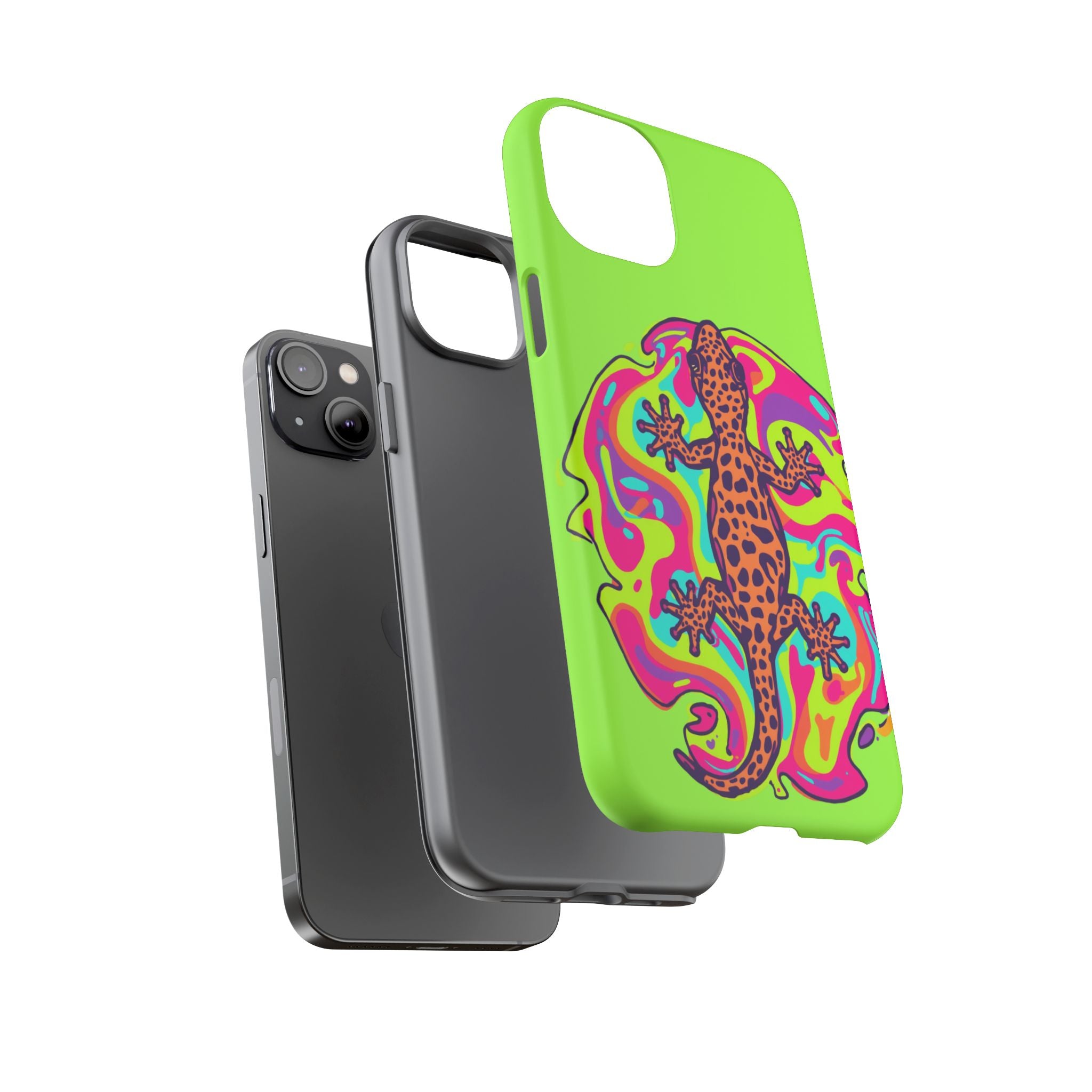 Phone Cases | Neon Leopard Gecko Swirl Phone Case