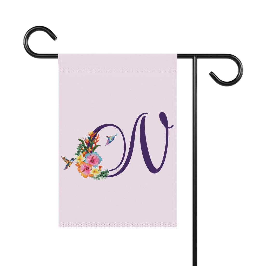 Home & Garden Banner | 'N' Monogram Tropical Hummingbirds Flag