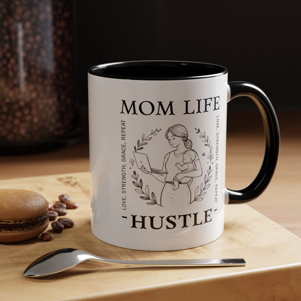 Mom Life Hustle Coffee Mug | Mom Life Accent Ceramic Mug 11/15oz