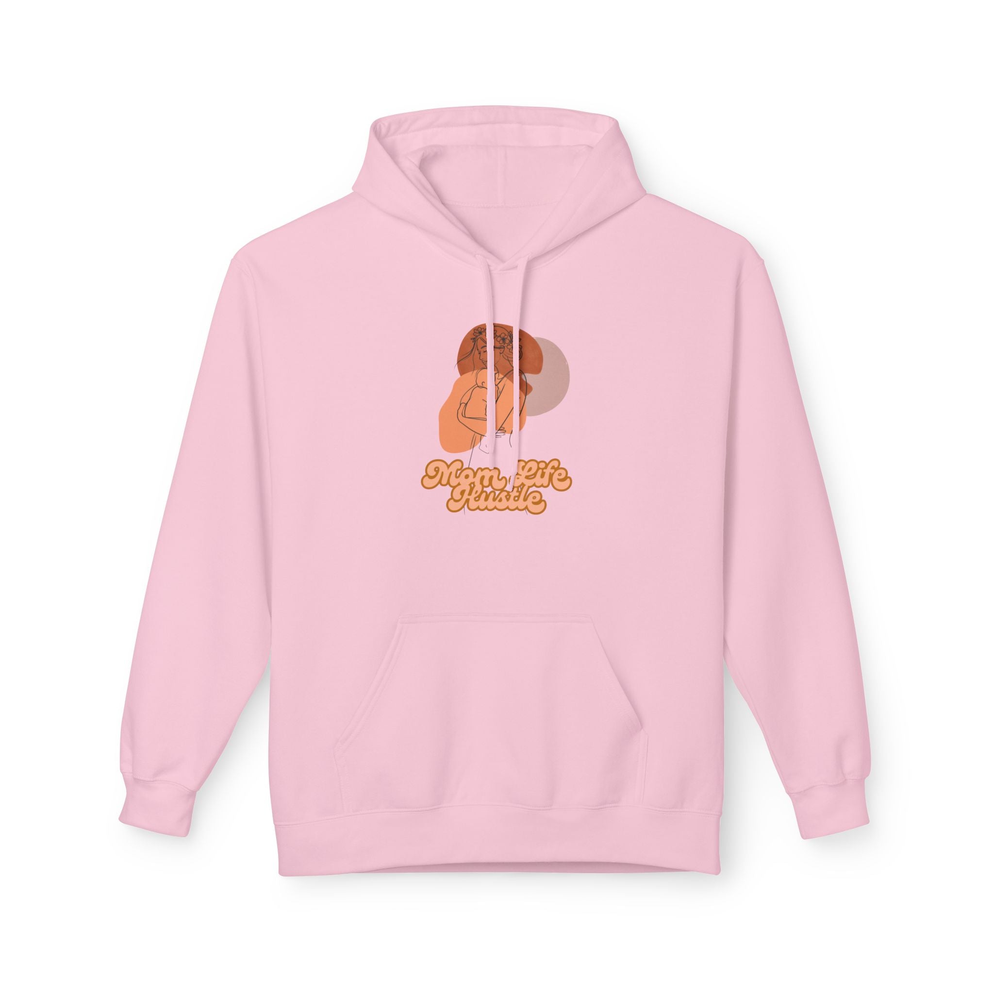 'Mom Life Hustle' Retro Hoodie | Delicate Line Illustration of a Mother & Baby