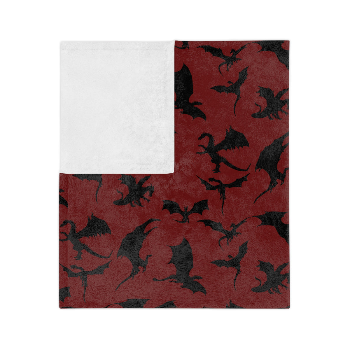 Crimson Dragons' Silhouettes Velveteen Throw
