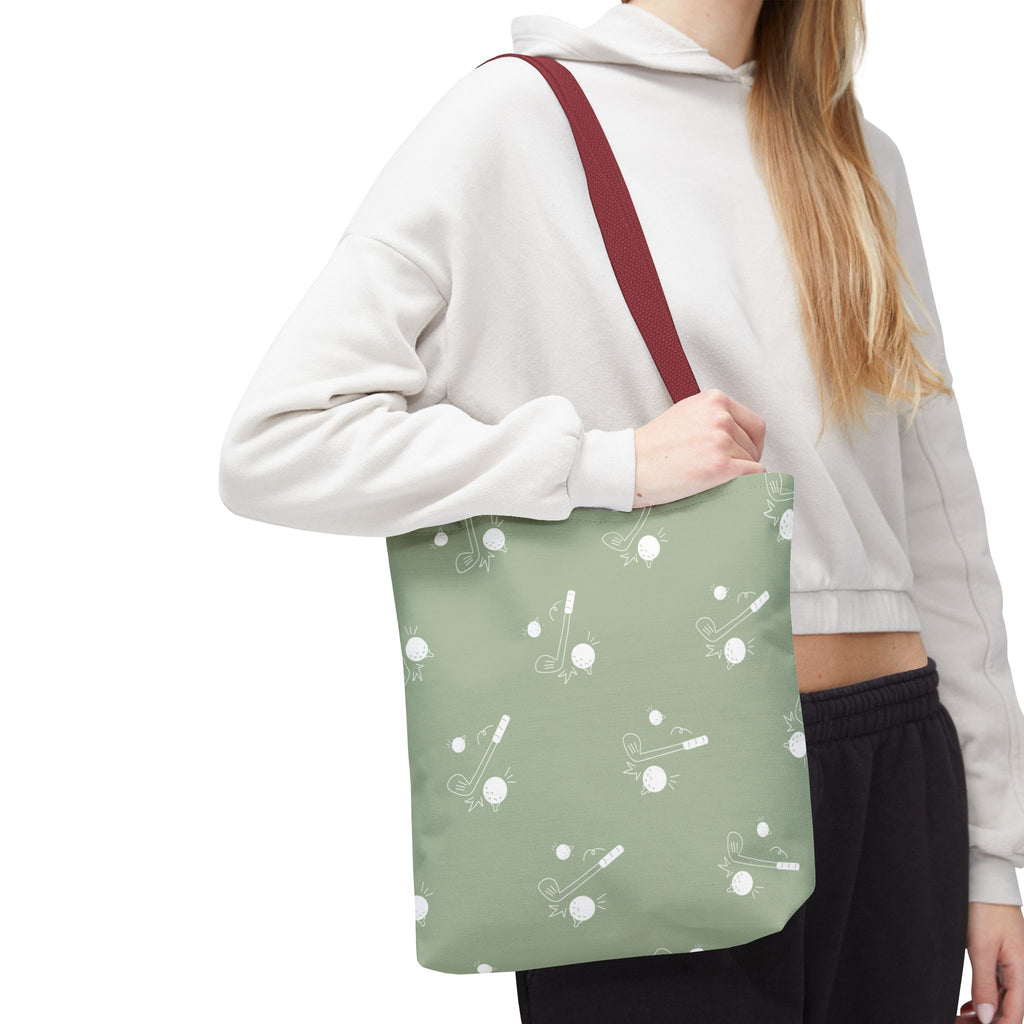 Tote Bag | Sage Green and Golf Pattern Shoulder Bag