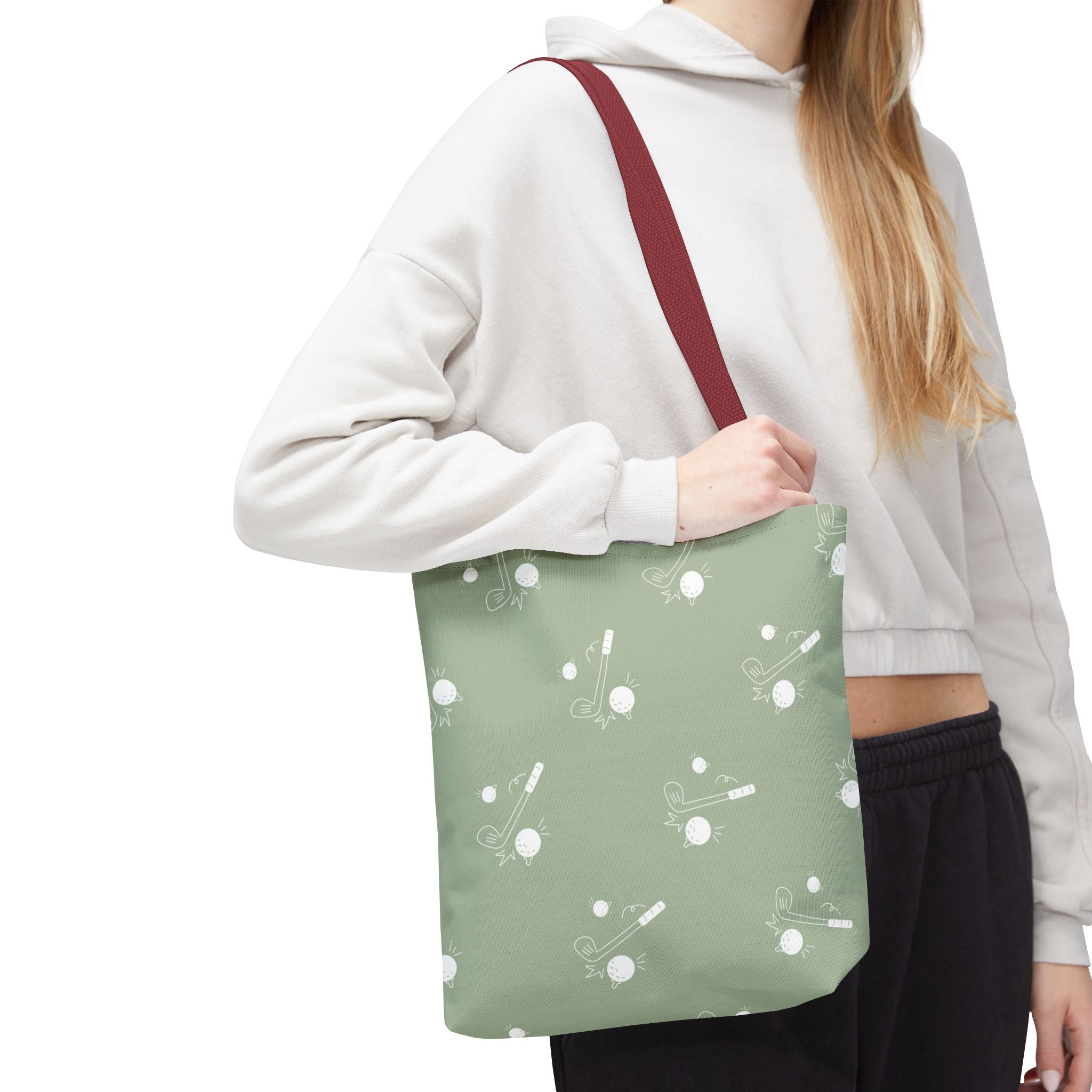 Tote Bag | Sage Green and Golf Pattern Shoulder Bag