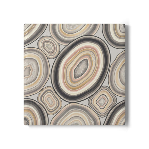 Ceramic Coasters | Neutral Earth Tone Agate Slices Stone Pattern