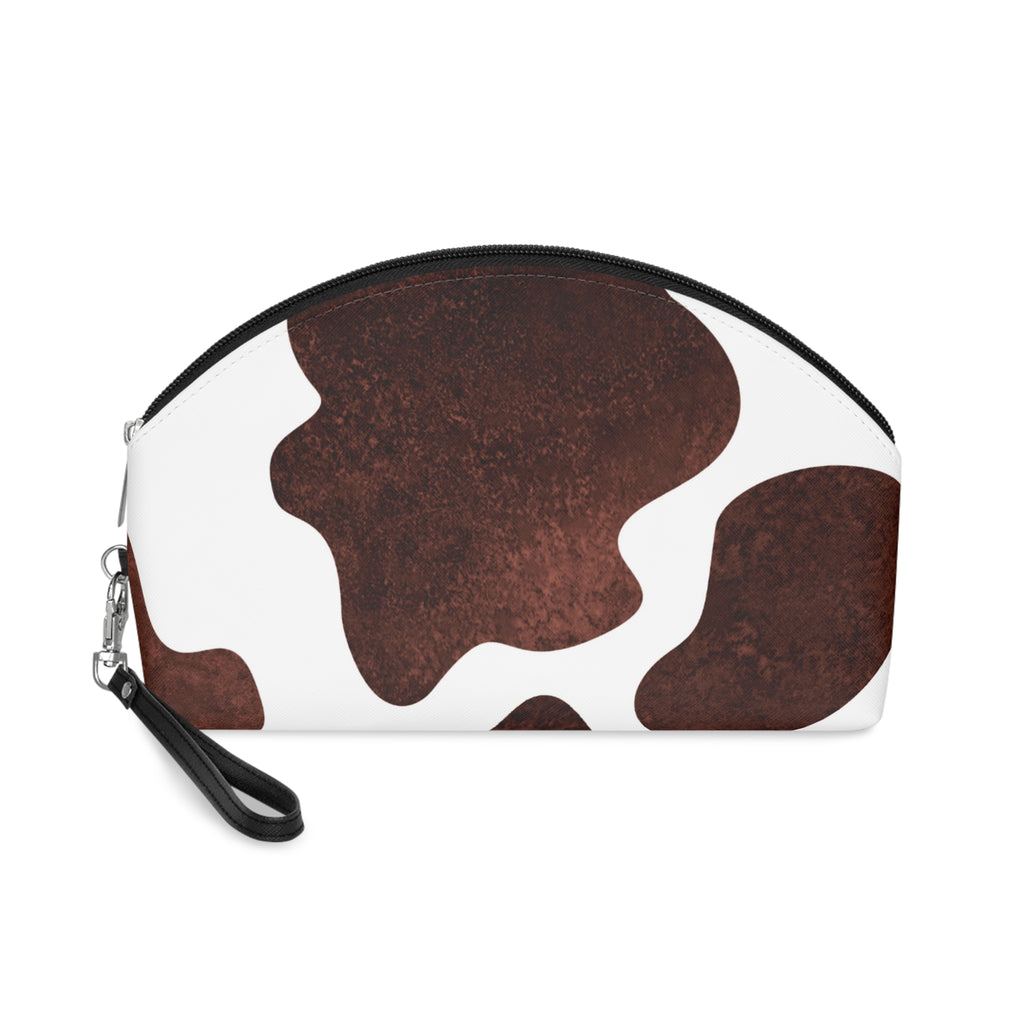 Cosmetic Pouch | Brown Rustic Cowhide Makeup Bag
