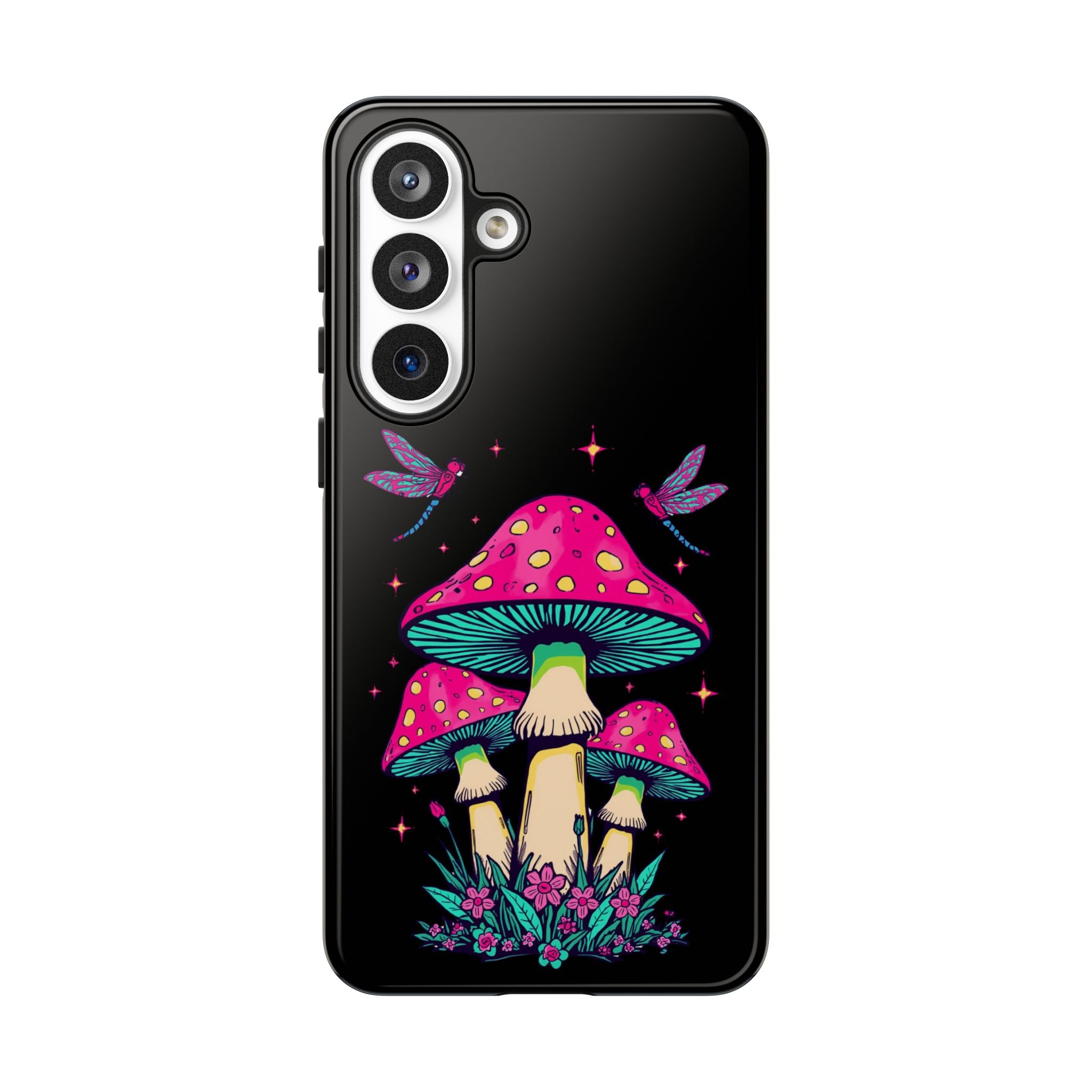 Phone Cases | Colorful Mushroom and Dragonfly Print Tough Case