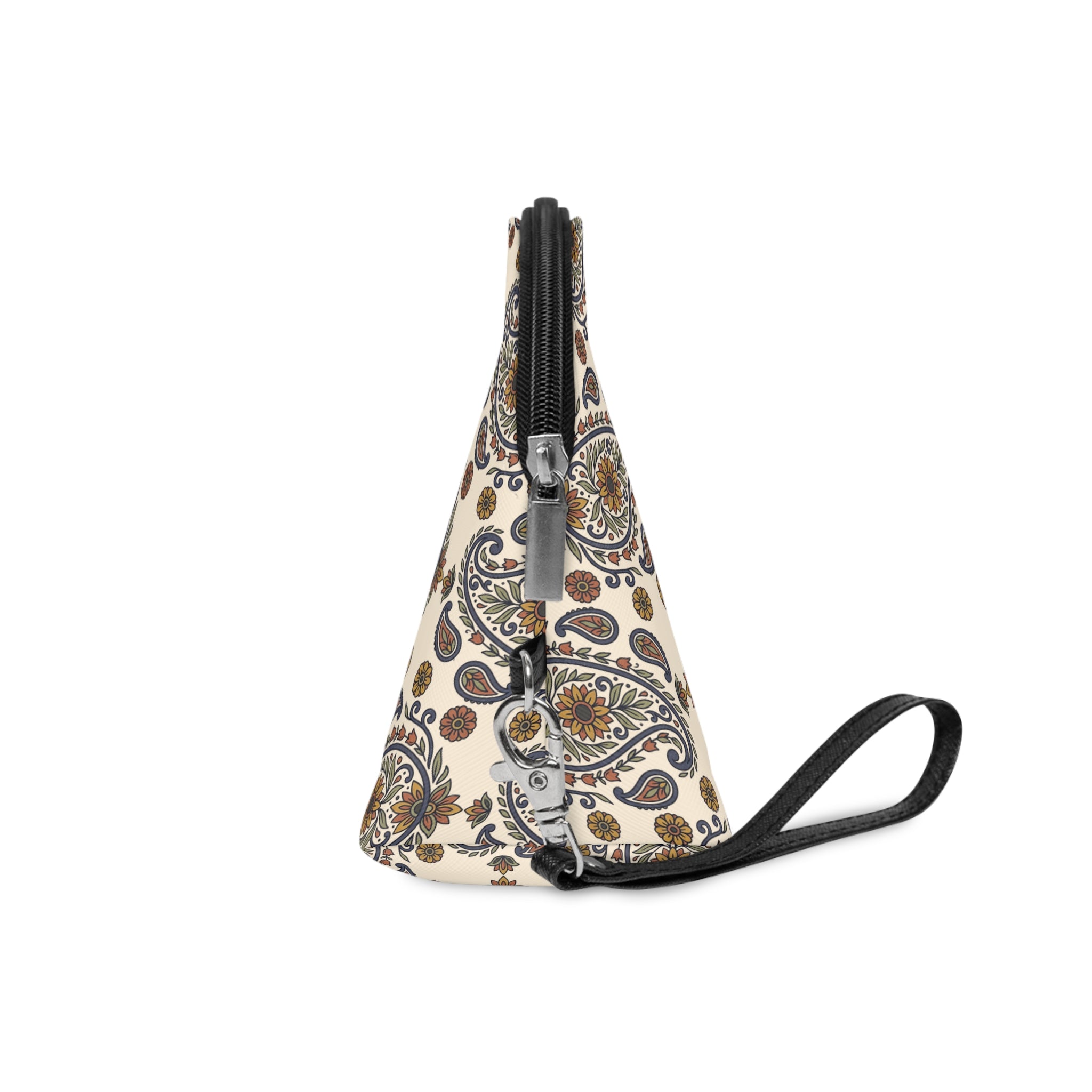 Cosmetic Pouch | Beige Classic Floral Paisley Makeup Bag