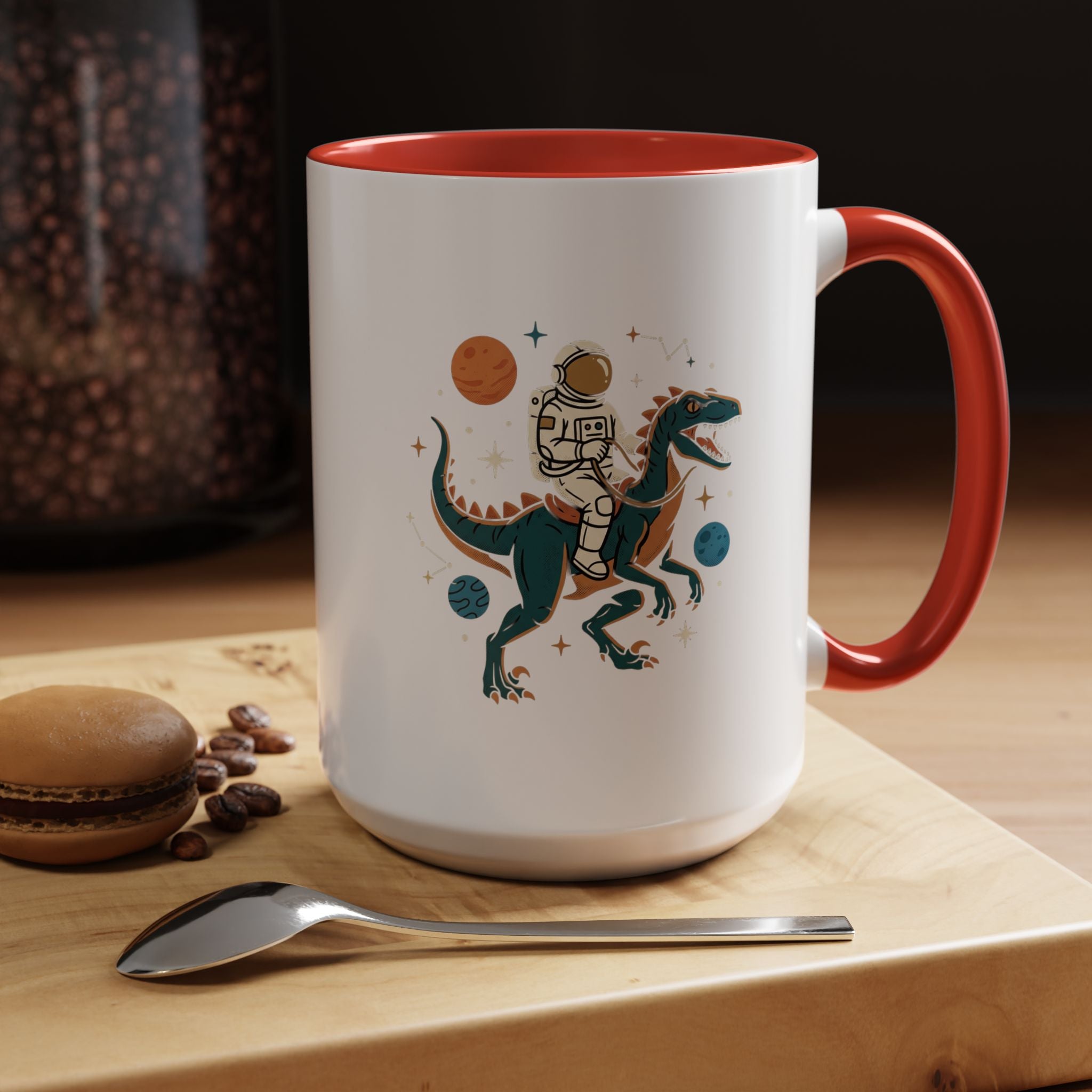 Coffee Mug | Astronaut Riding Velociraptor Accent Mug