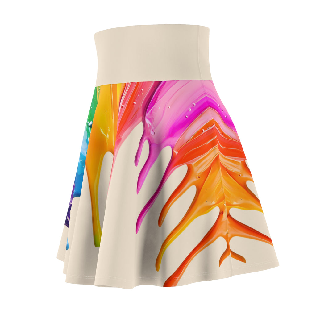 Women's Skater Skirt | Colorful Paint Drip Midi
