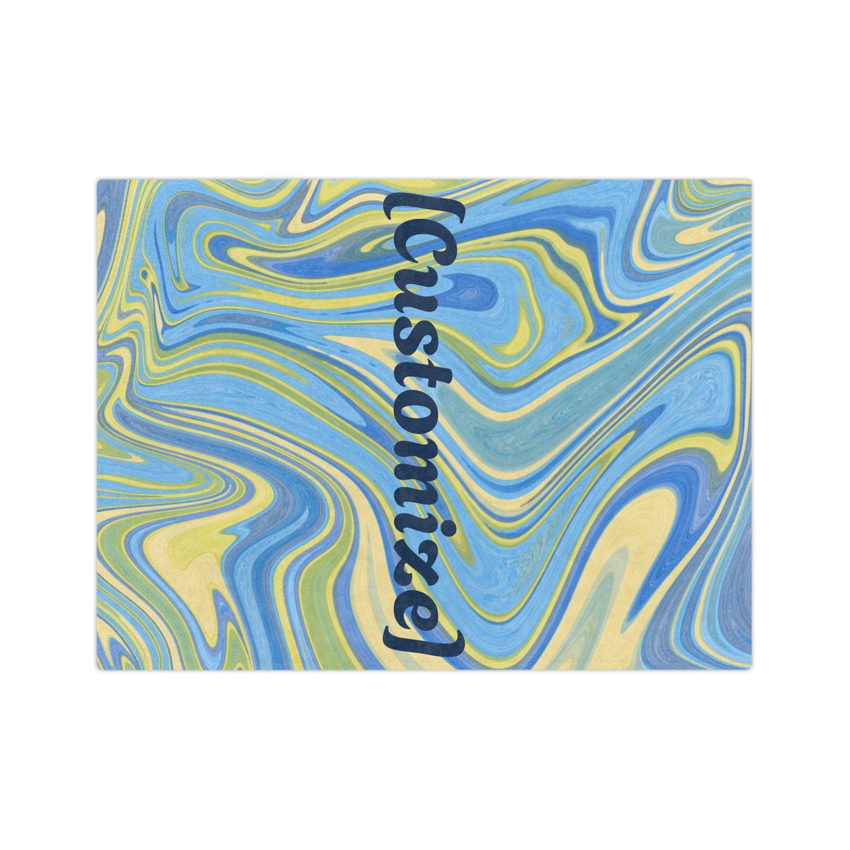 Customizable Blue-Yellow Marble Velveteen Throw
