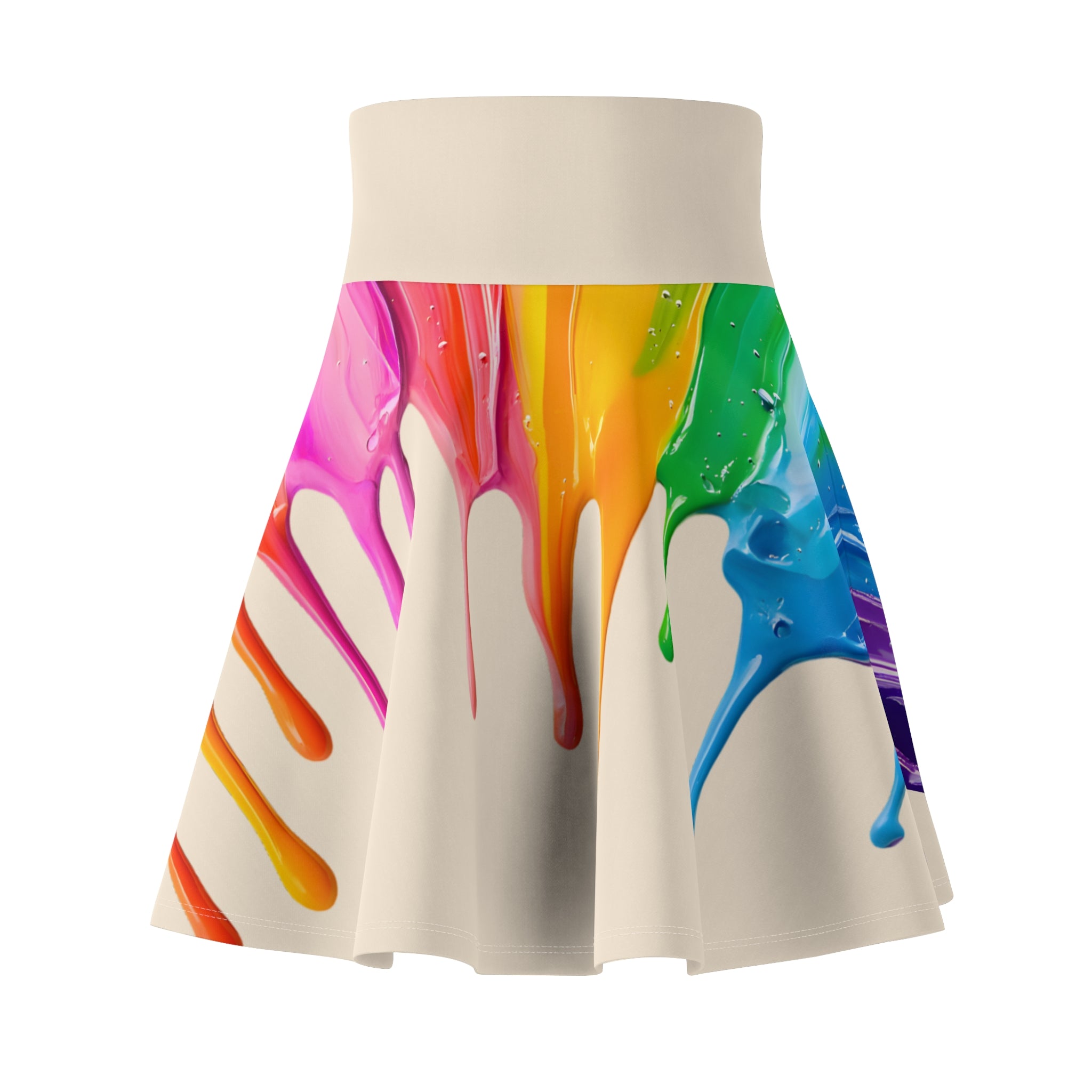 Women's Skater Skirt | Colorful Paint Drip Midi