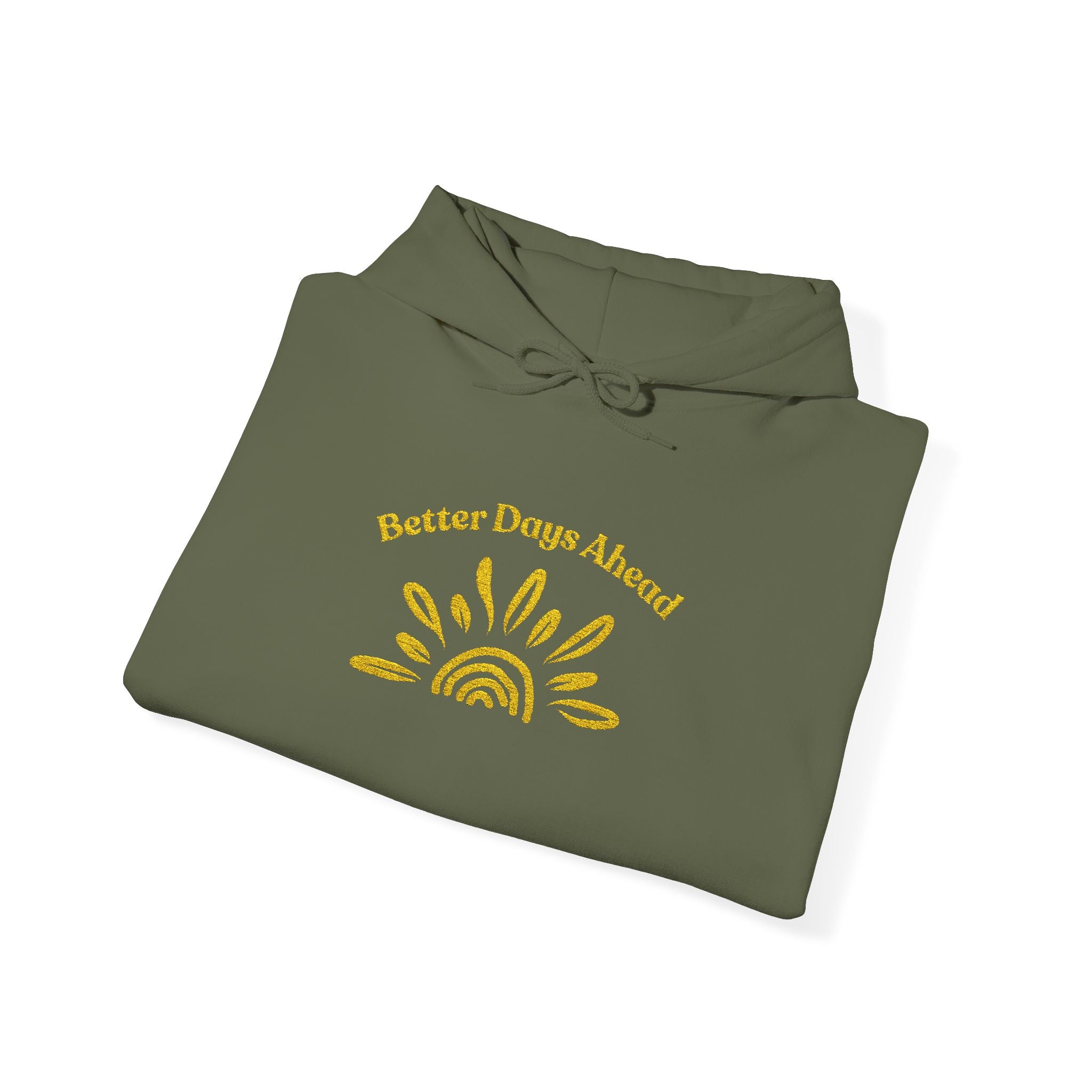 Hoodie | ‘Better Days Ahead’ Above a Sunrise  Embroidered Graphic
