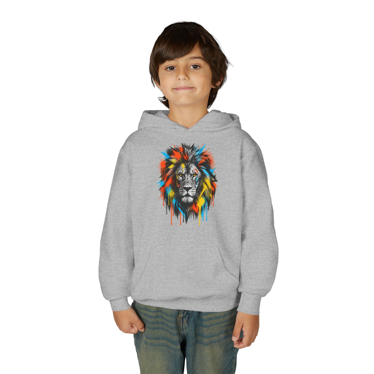Lion Spirit Paint Drips Youth Hoodie