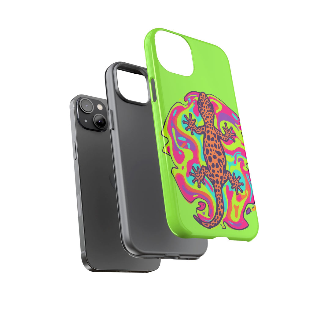 Phone Cases | Neon Leopard Gecko Swirl Phone Case