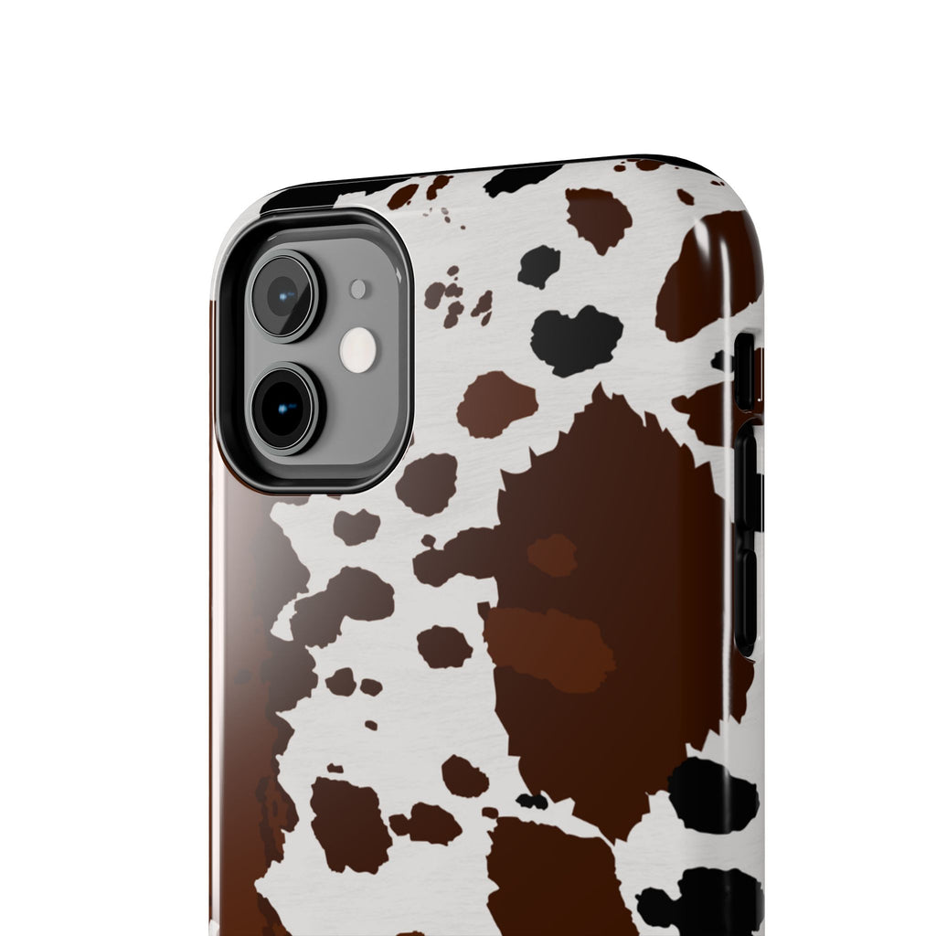Phone Case | Brown & White Cowhide Pattern Tough Protective Cover