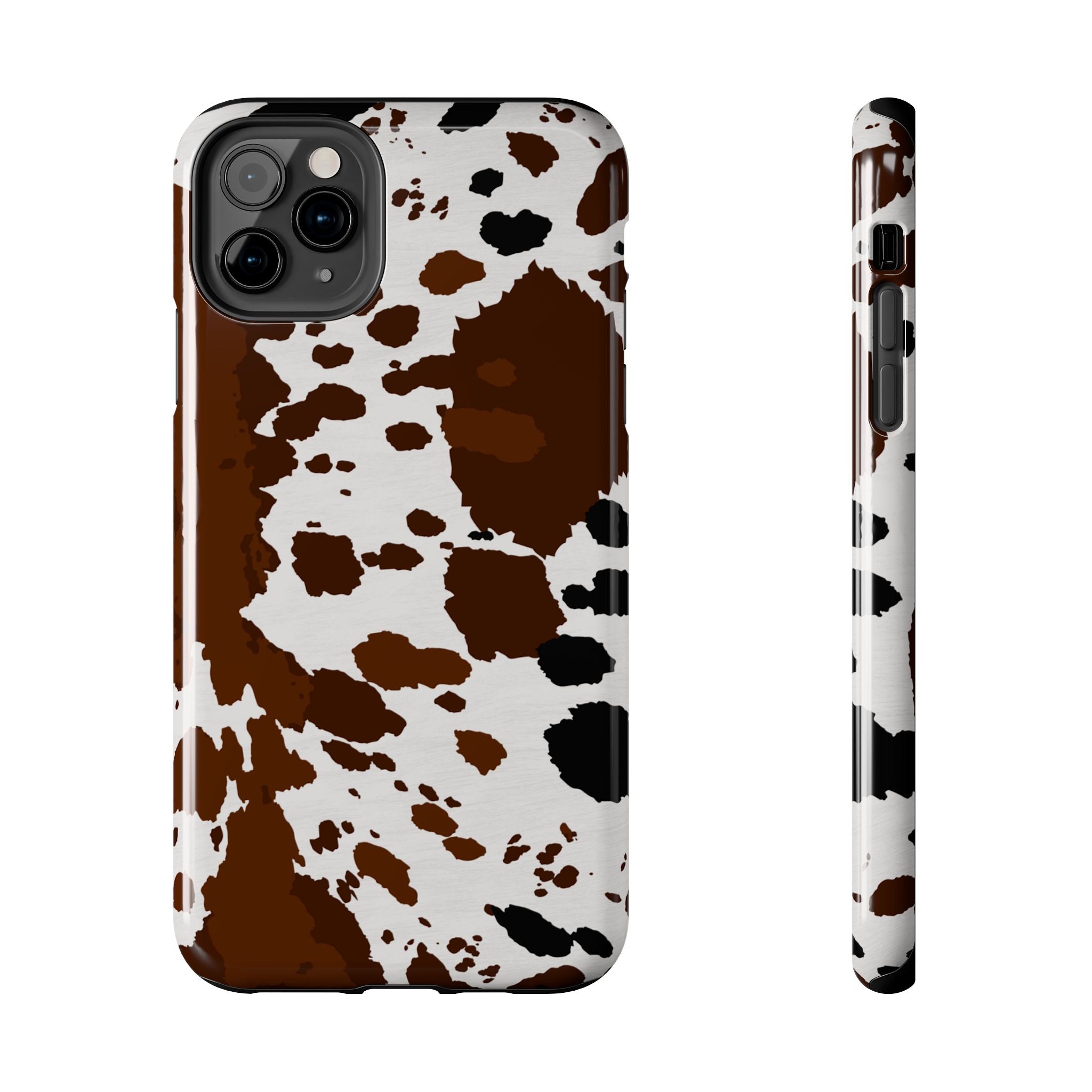 Phone Case | Brown & White Cowhide Pattern Tough Protective Cover