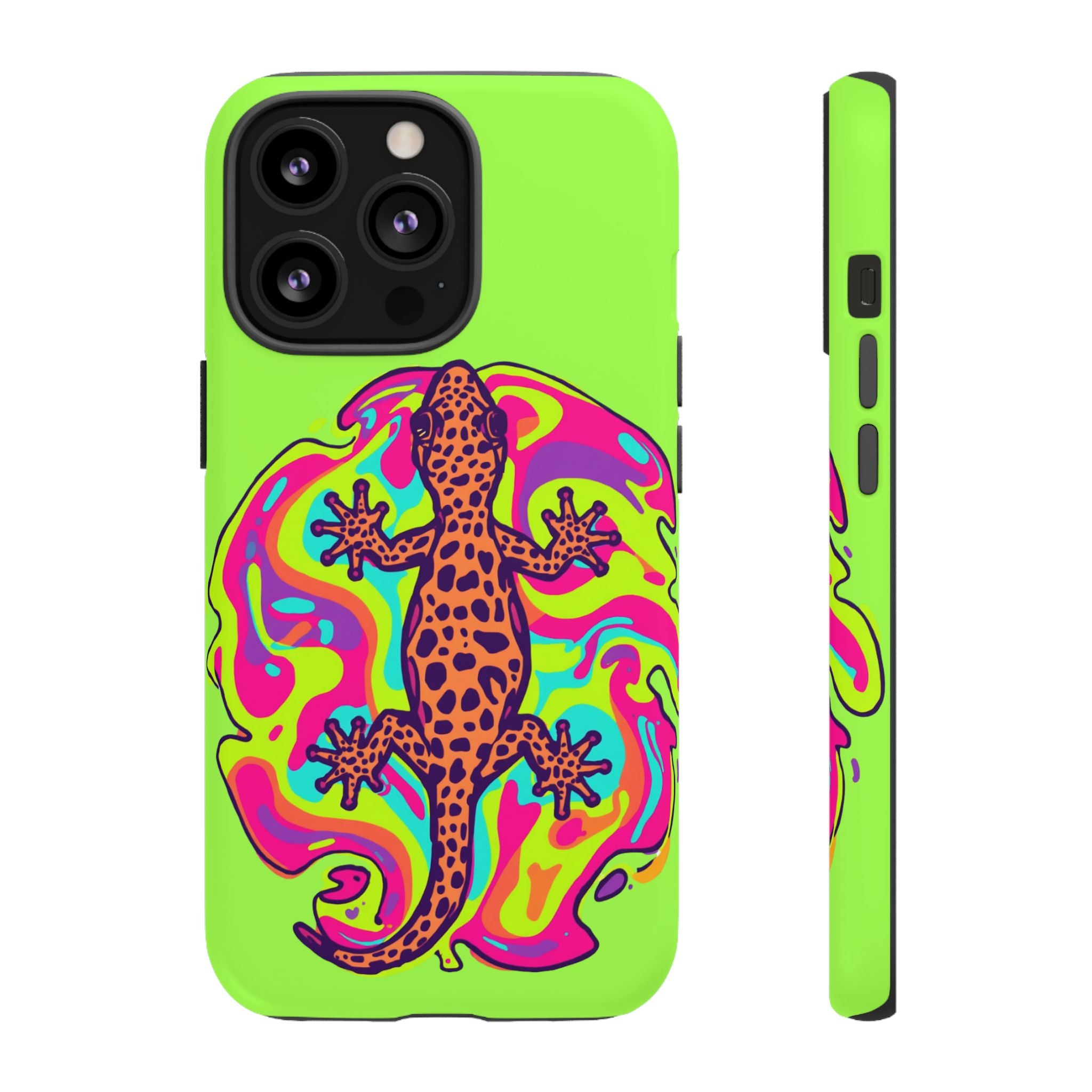 Phone Cases | Neon Leopard Gecko Swirl Phone Case