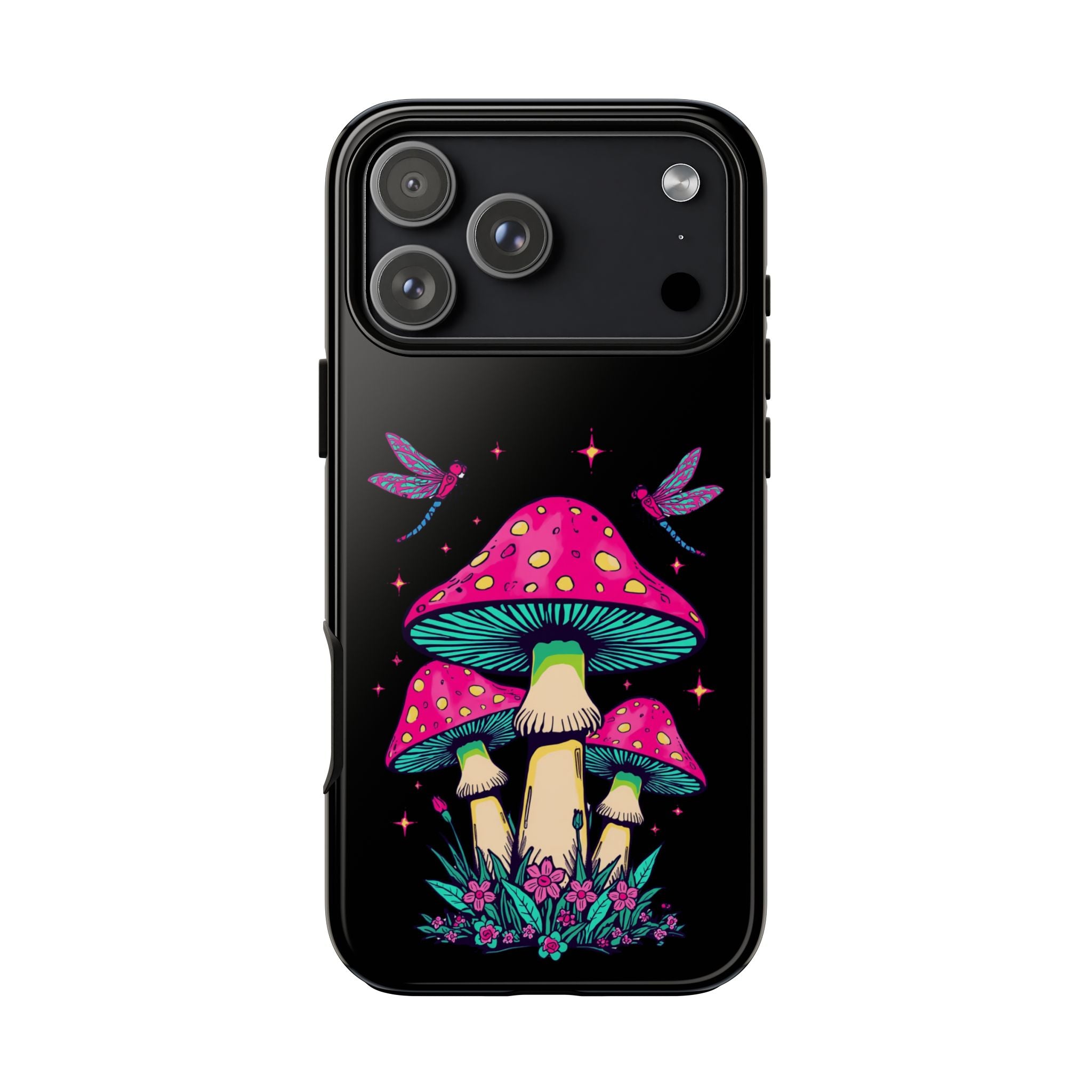 Phone Cases | Colorful Mushroom and Dragonfly Print Tough Case