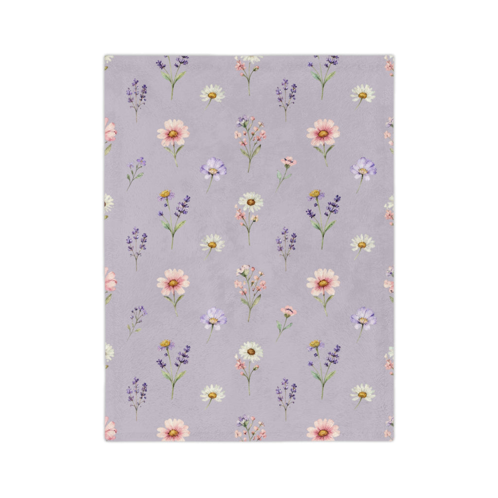 Lilac Purple and Wild Flowers Microfiber Throw