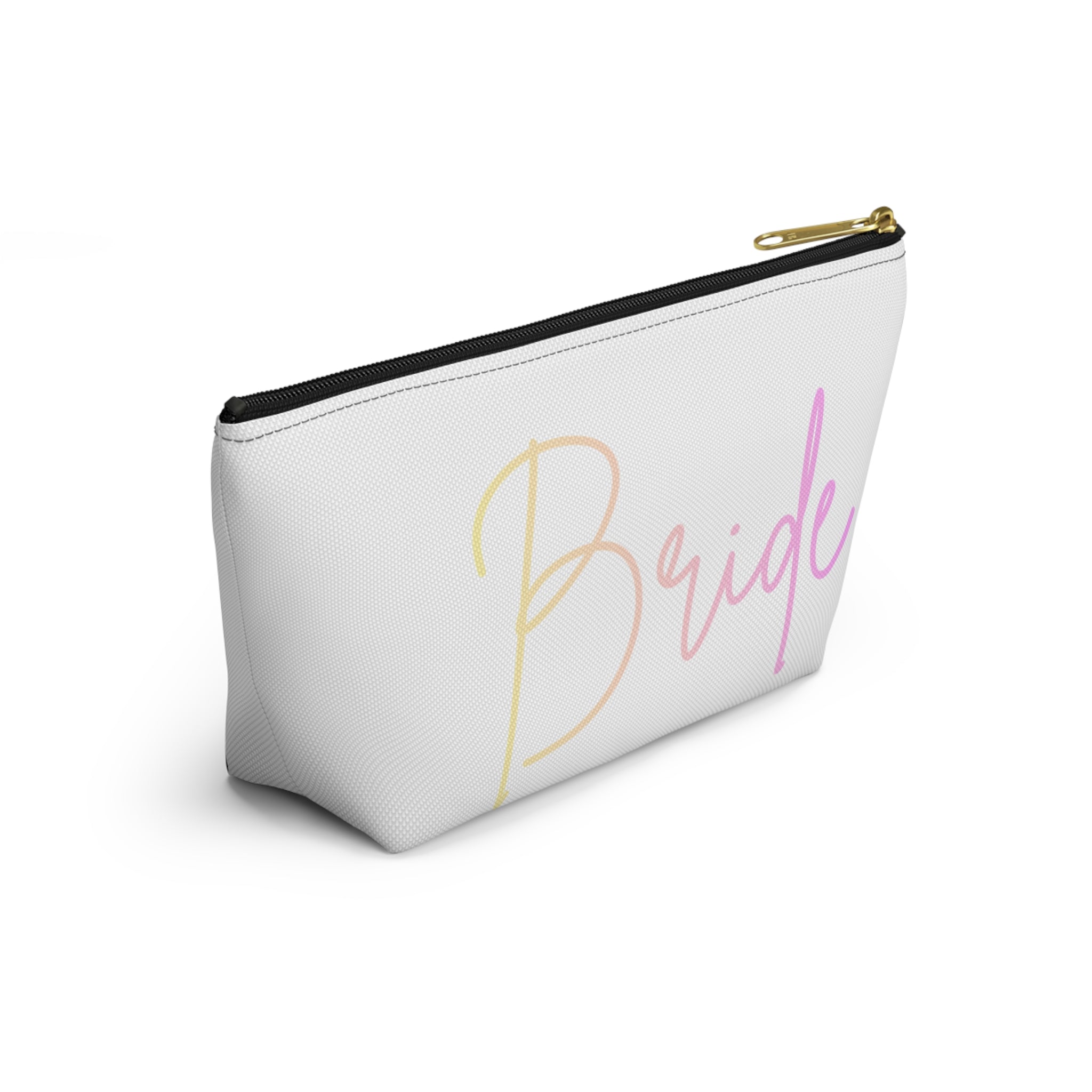 T Bottom Accessory Pouch | 'Bride' Script Pastels | Bridal Party Cosmetic Bag
