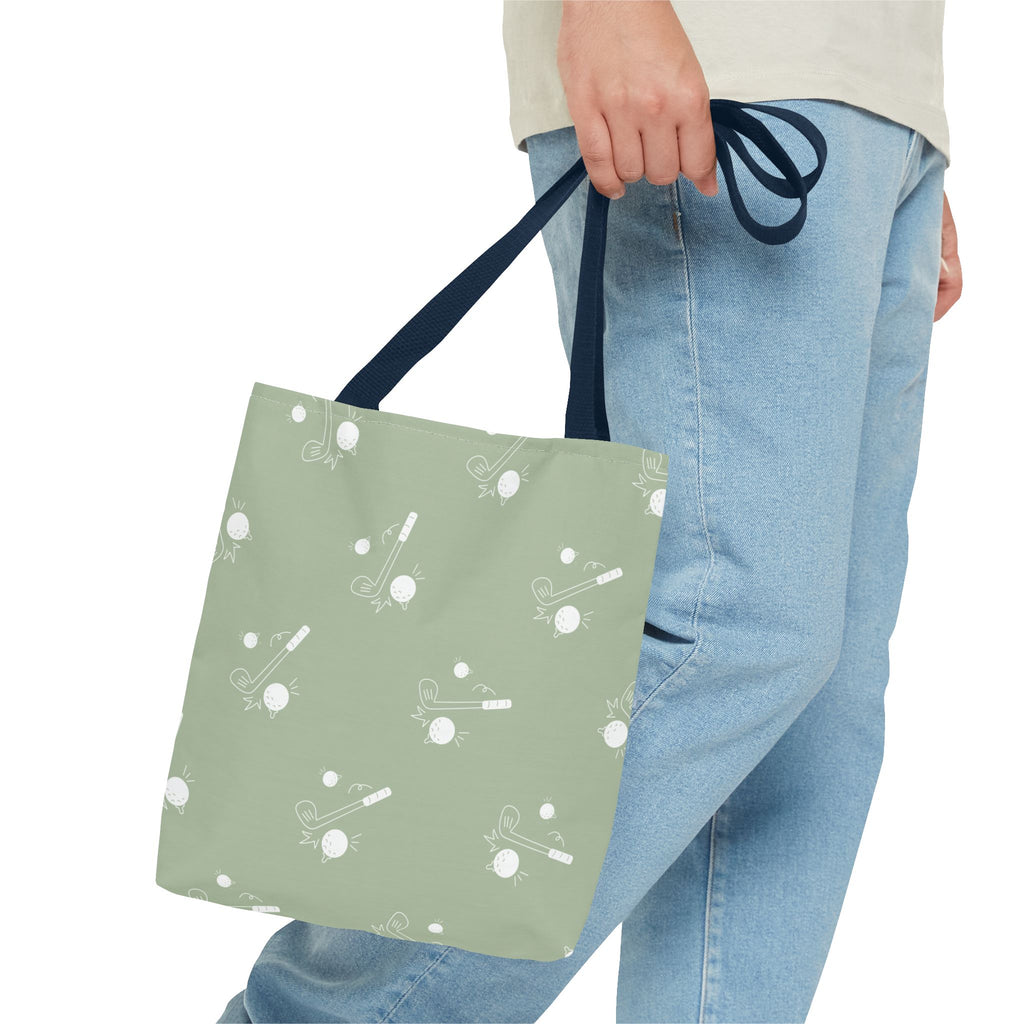 Tote Bag | Sage Green and Golf Pattern Shoulder Bag