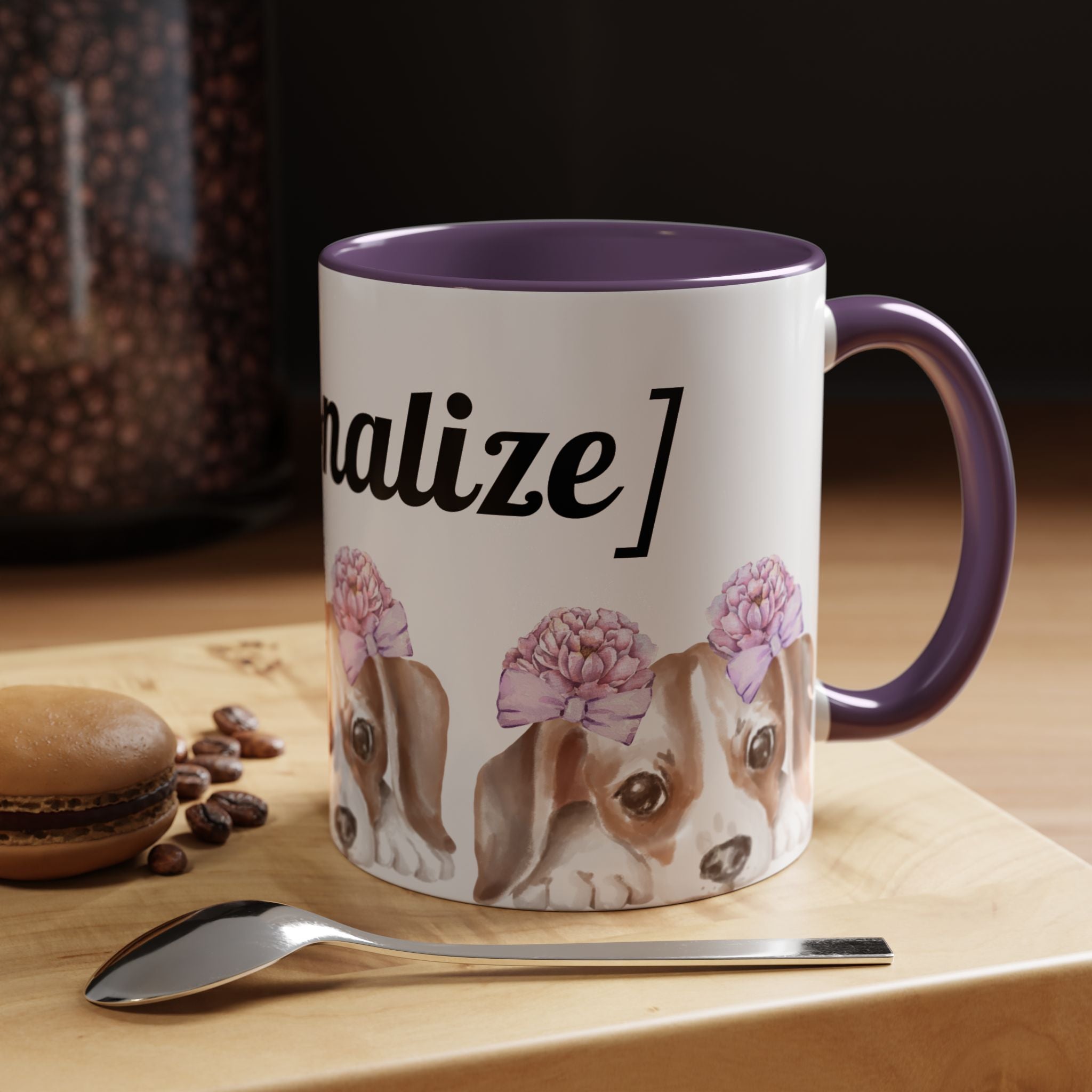 Coffee Mug | Puppy Face with Custom Script Accent Mug (11/15oz)
