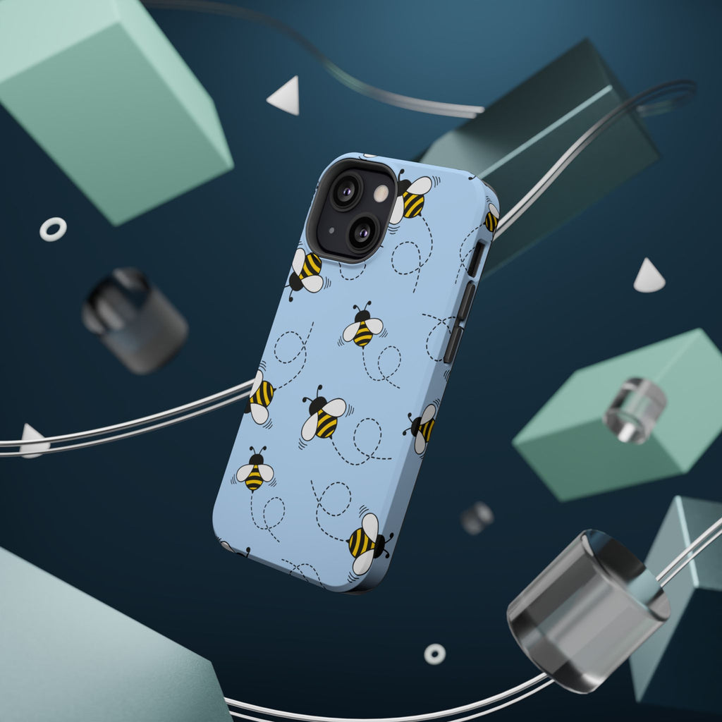 Phone Case | Sky Blue Bee Pattern Magnetic Impact-Resistant Phone Case