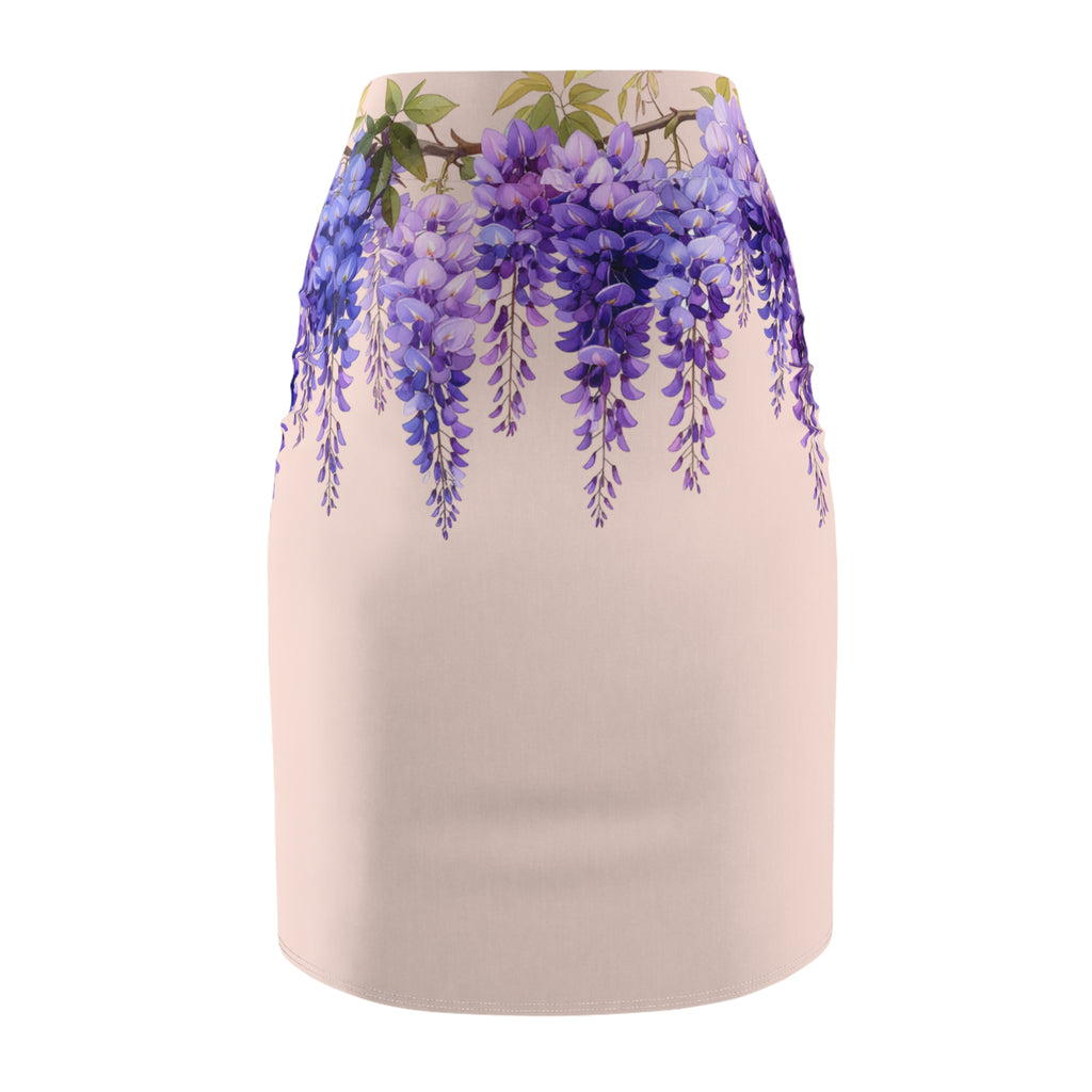 Women's Pencil Skirt | Wisteria Bloom Cascade Skirt