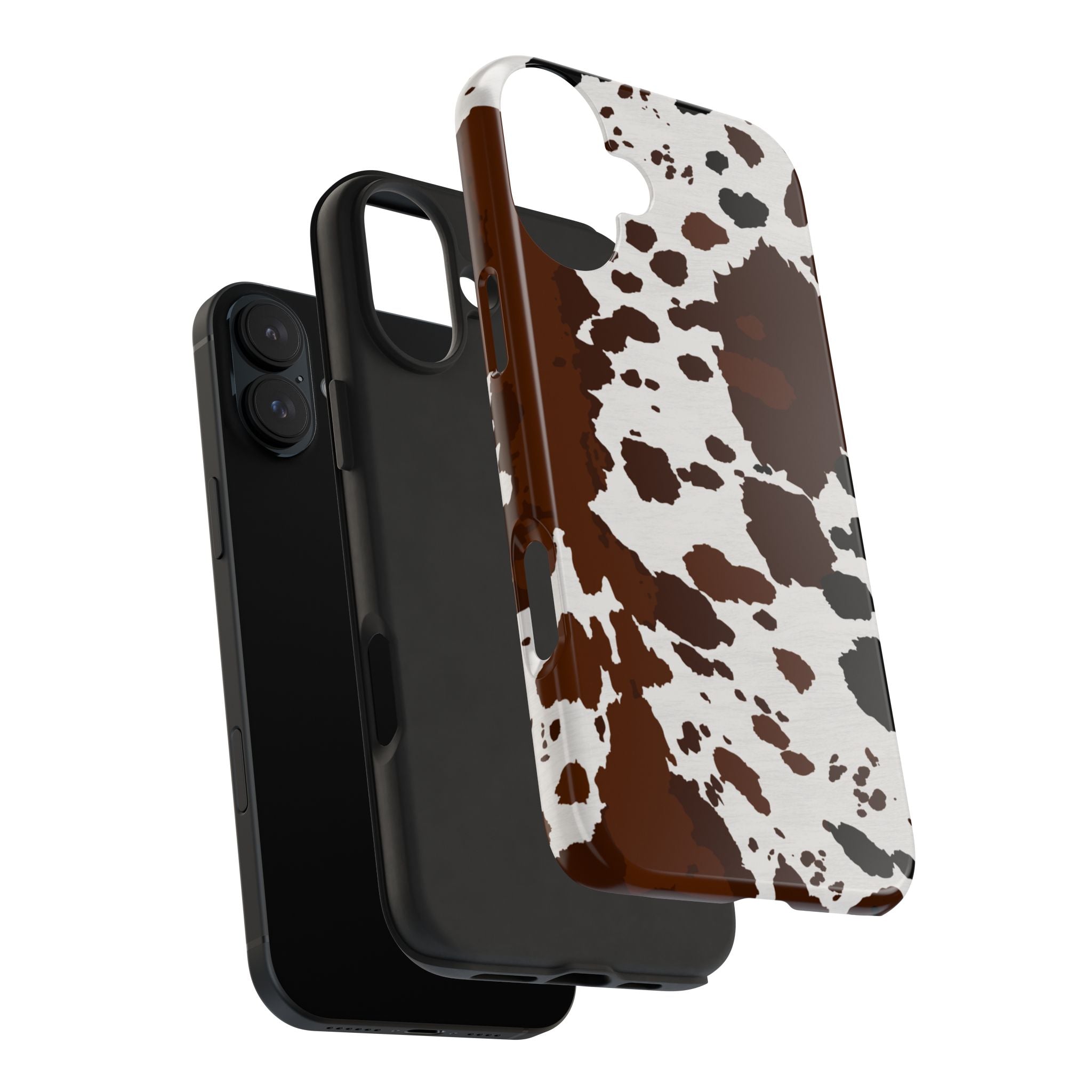 Phone Case | Brown & White Cowhide Pattern Tough Protective Cover